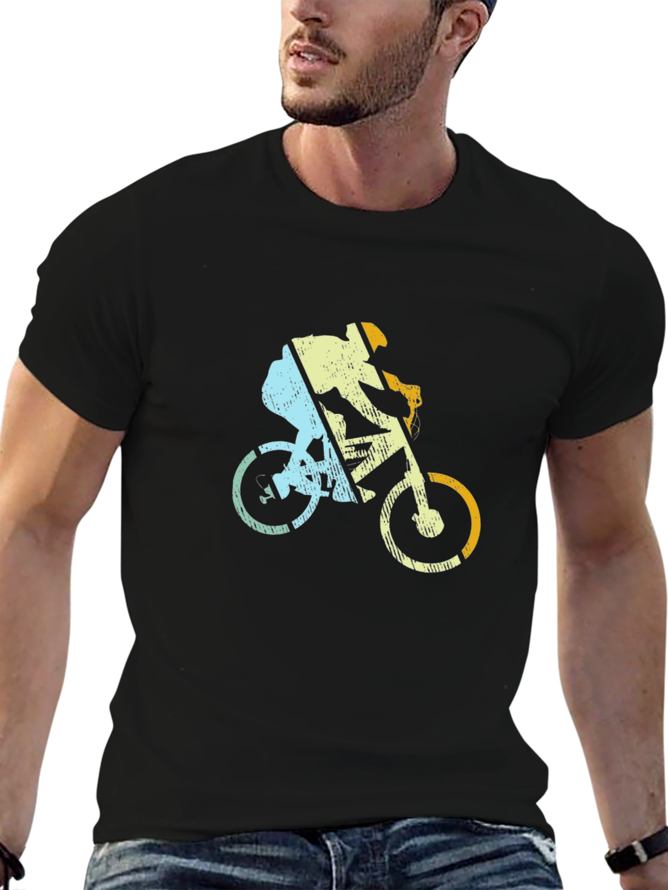 Retro Cycling T-Shirt - Mountain Bike Rider Design