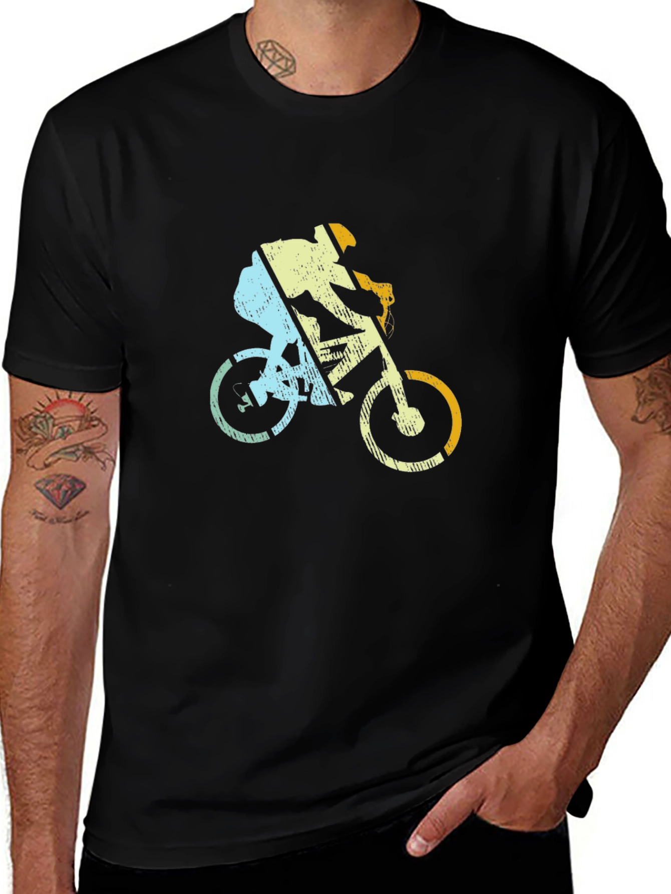 Retro Cycling T-Shirt - Mountain Bike Rider Design