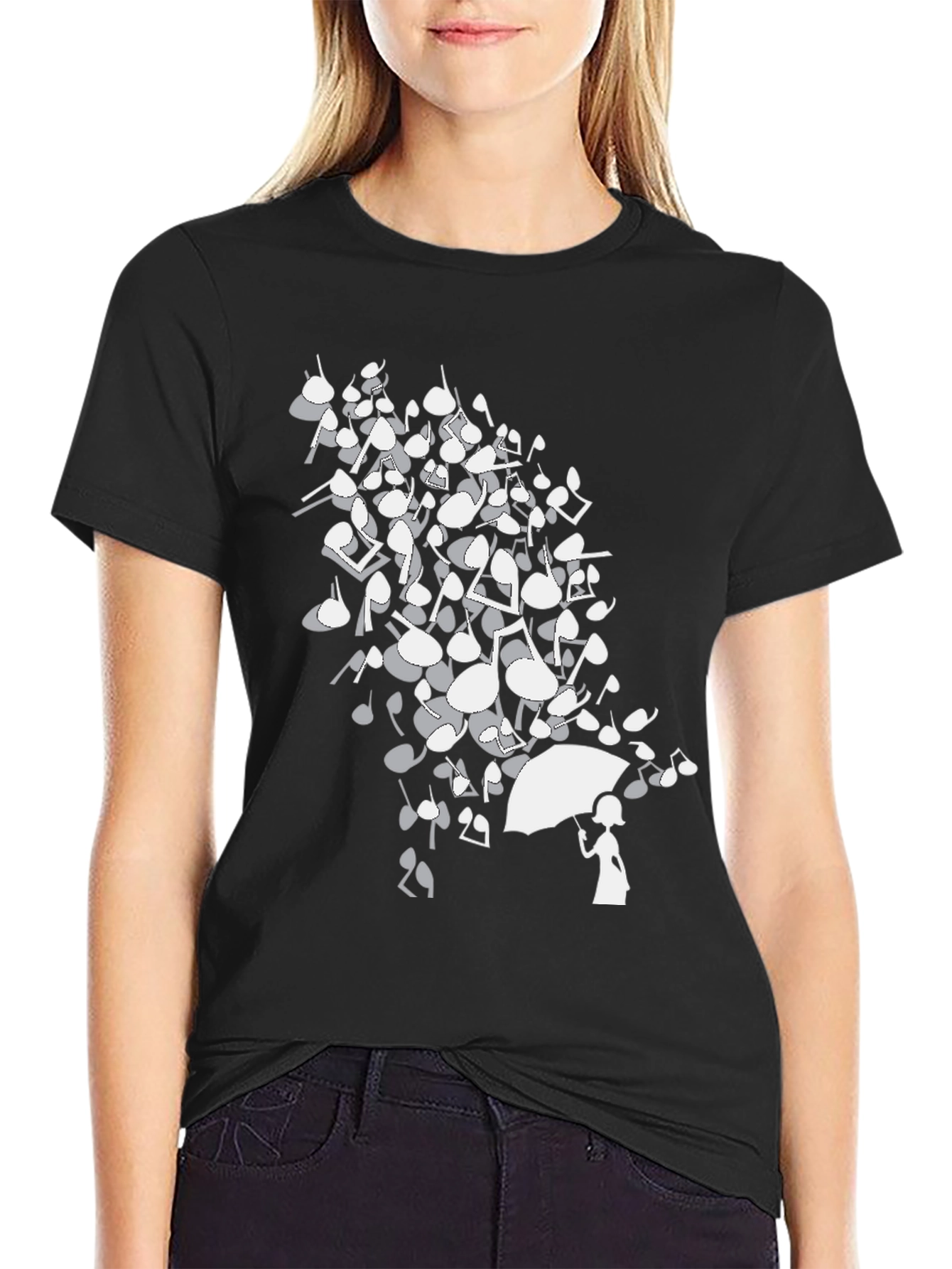 Musical Notes Umbrella Graphic T-Shirt
