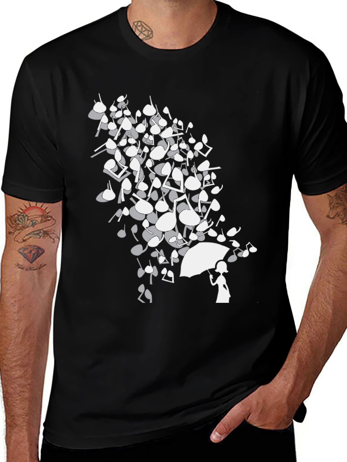 Musical Notes Umbrella Graphic T-Shirt