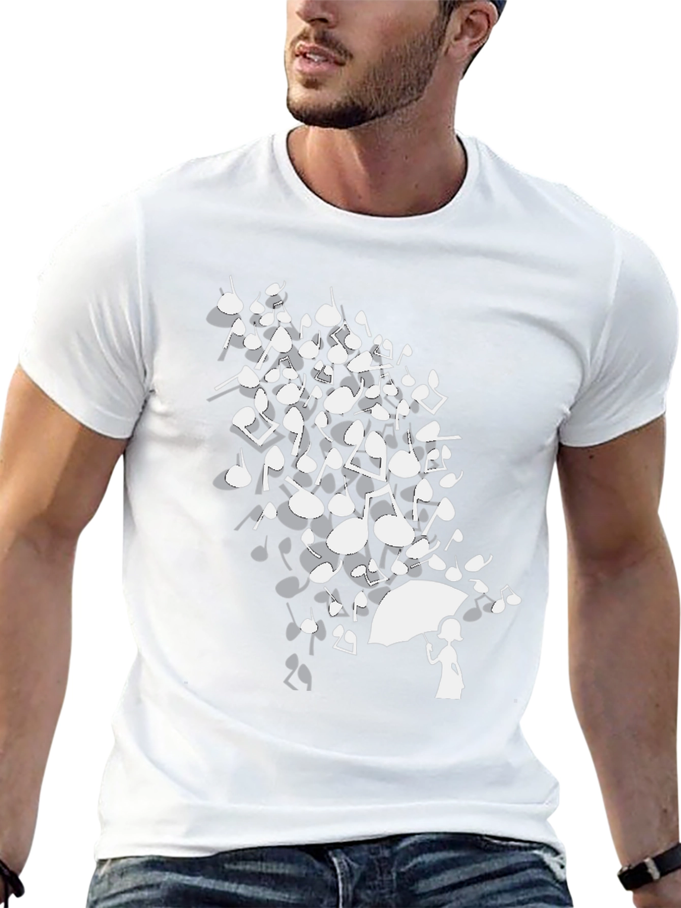 Musical Notes Umbrella Graphic T-Shirt