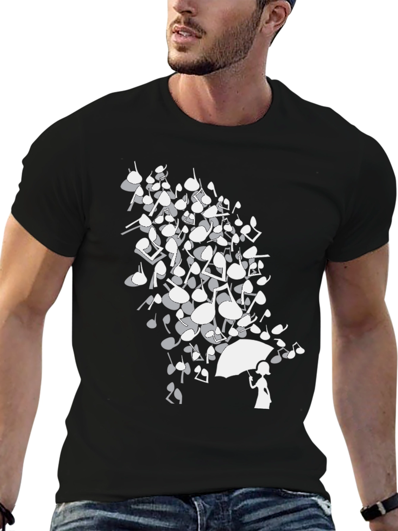 Musical Notes Umbrella Graphic T-Shirt