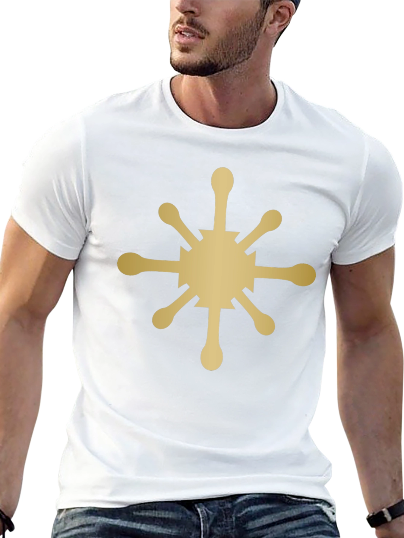Gold Sunburst Graphic Black T-Shirt
