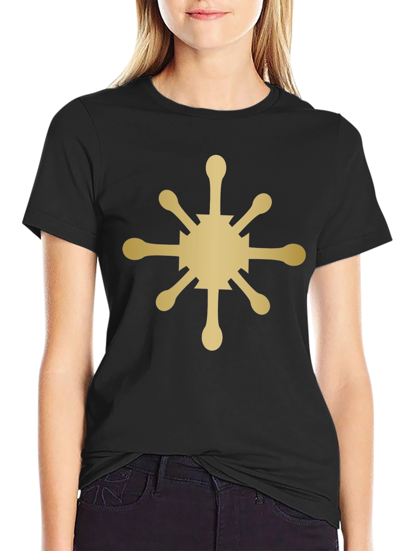 Gold Sunburst Graphic Black T-Shirt