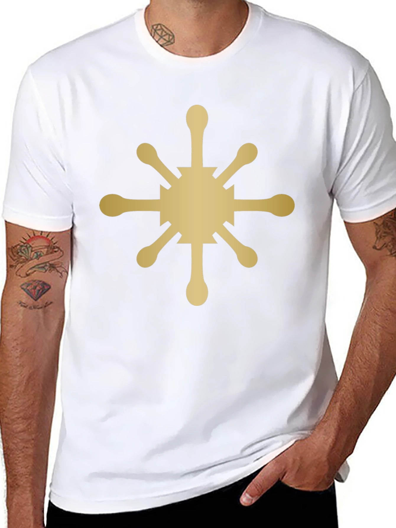 Gold Sunburst Graphic Black T-Shirt