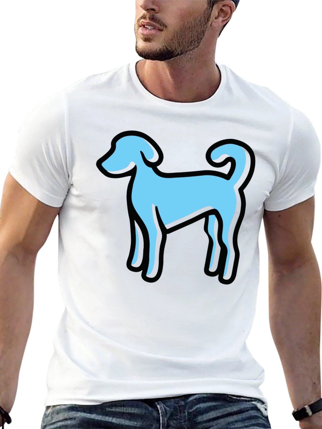 Dog Graphic Black T-Shirt Casual Tee