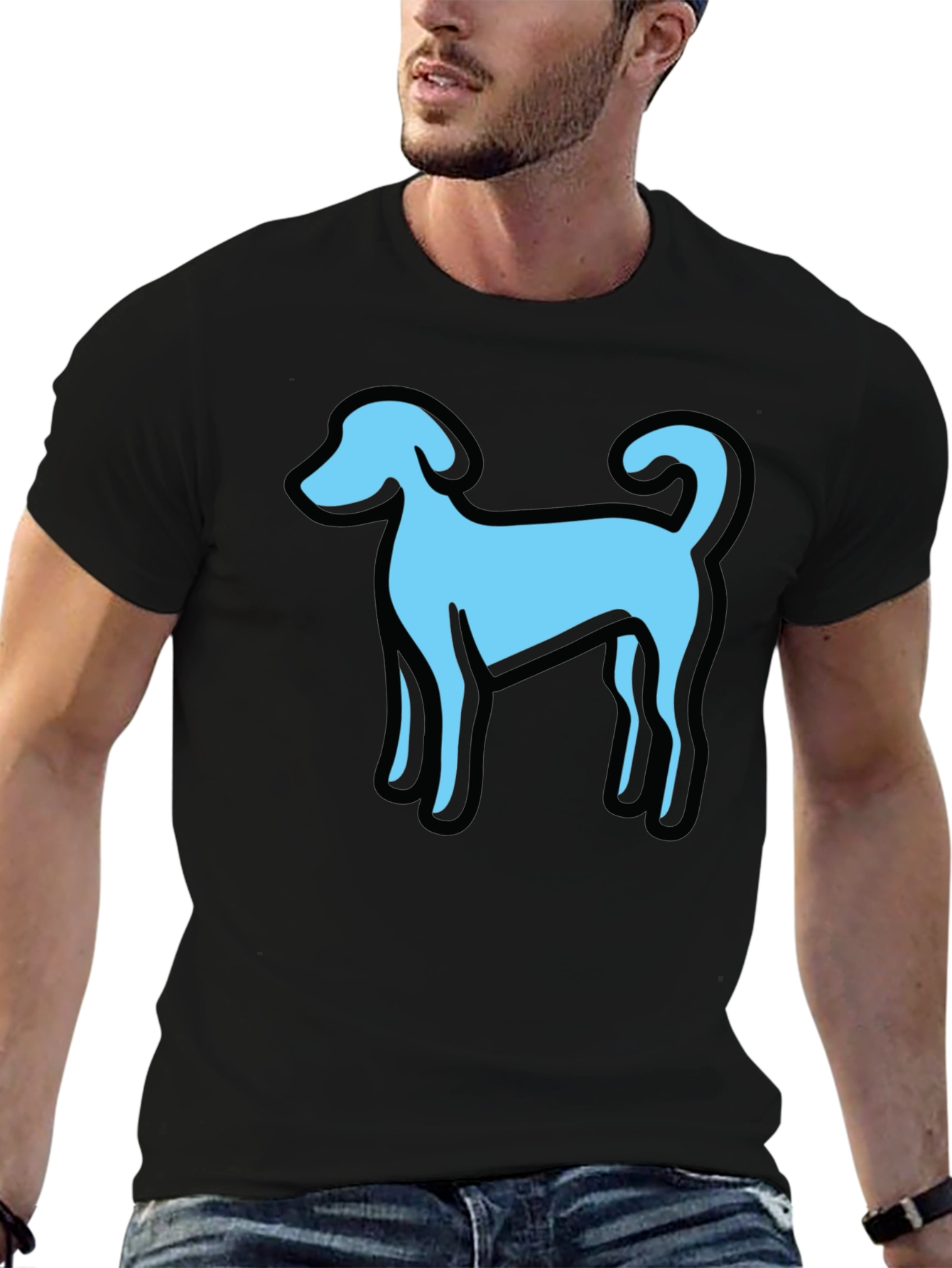 Dog Graphic Black T-Shirt Casual Tee