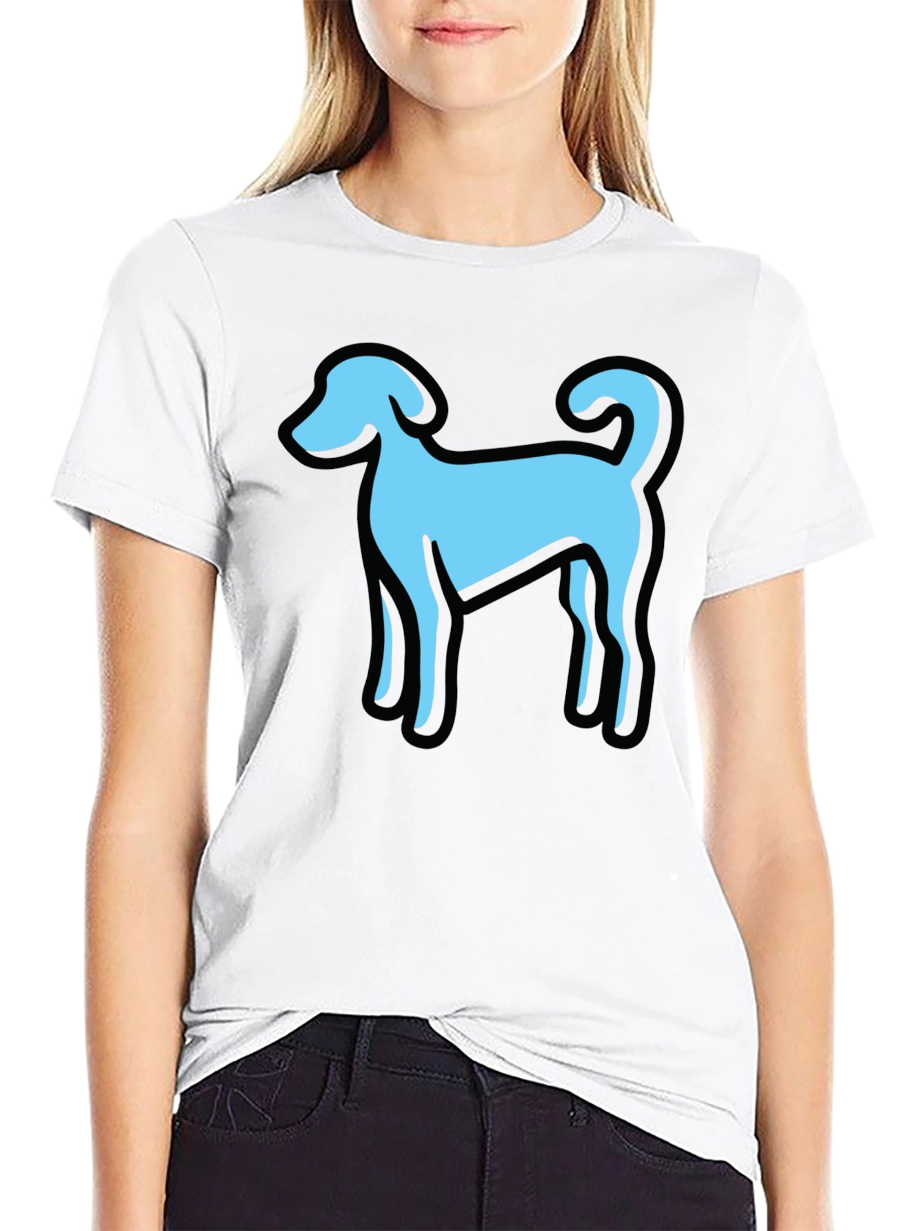 Dog Graphic Black T-Shirt Casual Tee