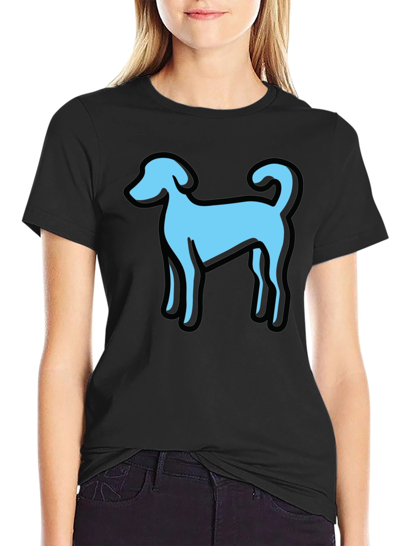 Dog Graphic Black T-Shirt Casual Tee