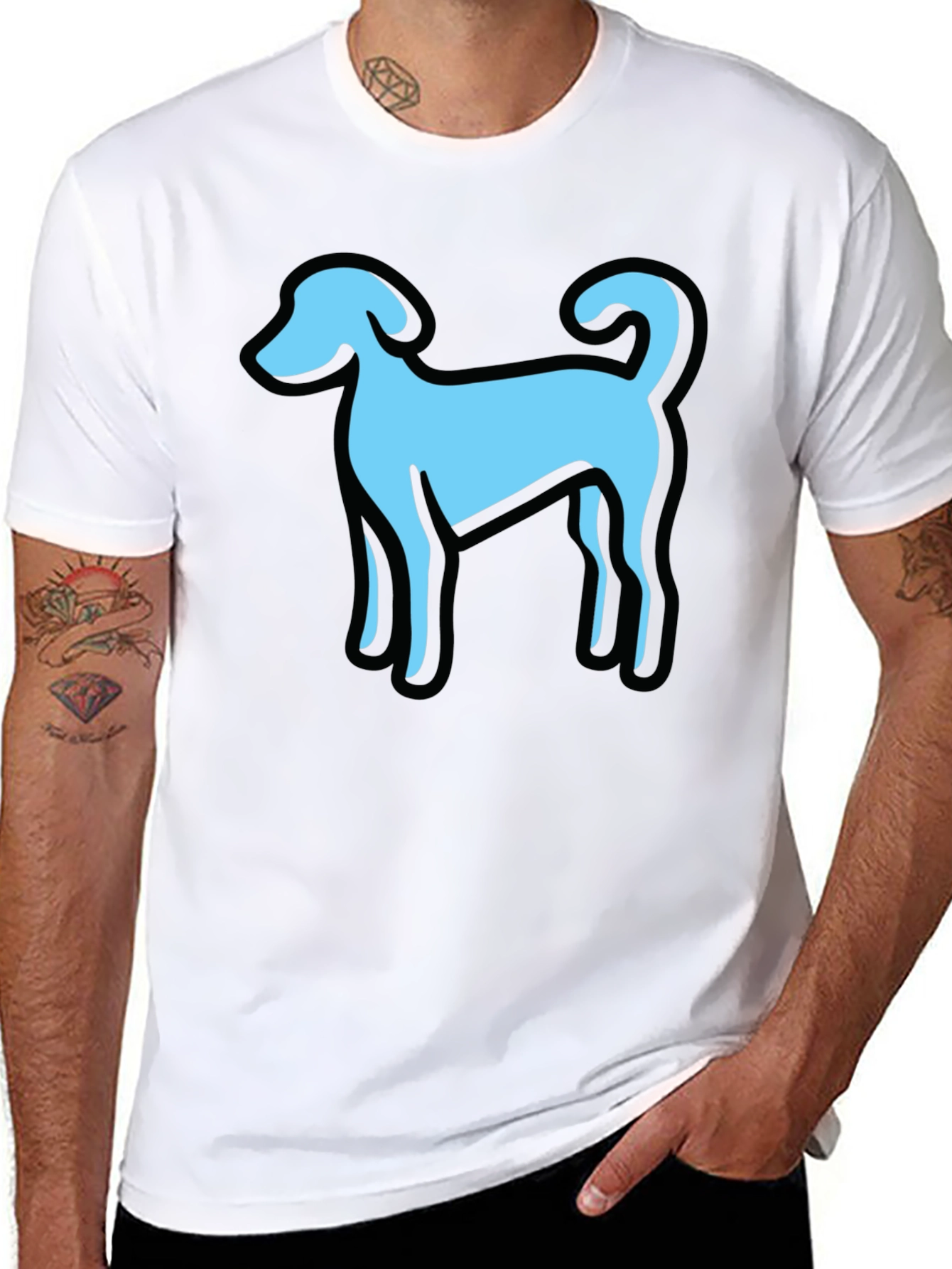Dog Graphic Black T-Shirt Casual Tee