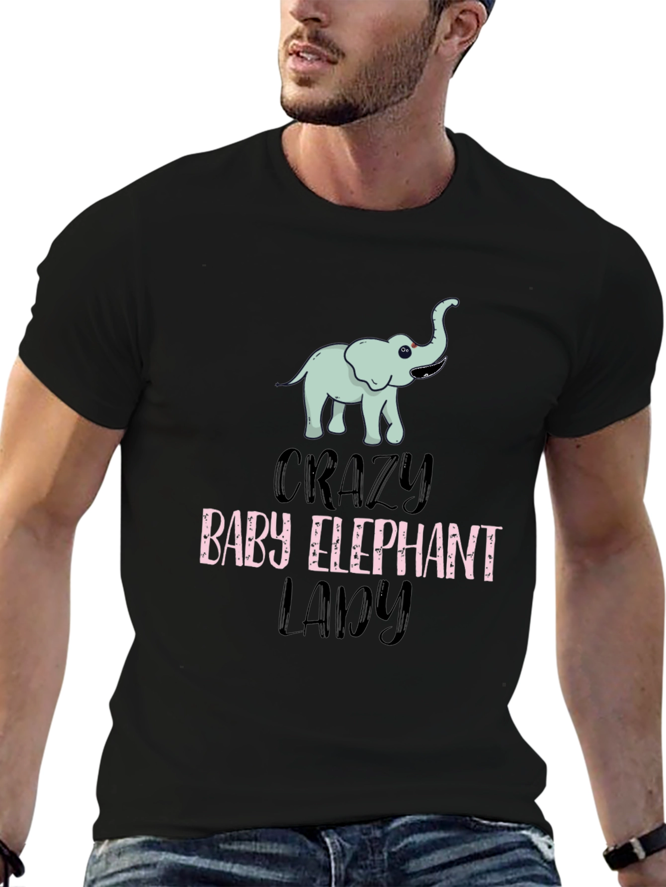 Crazy Baby Elephant Lady T-Shirt Cute Animal Tee