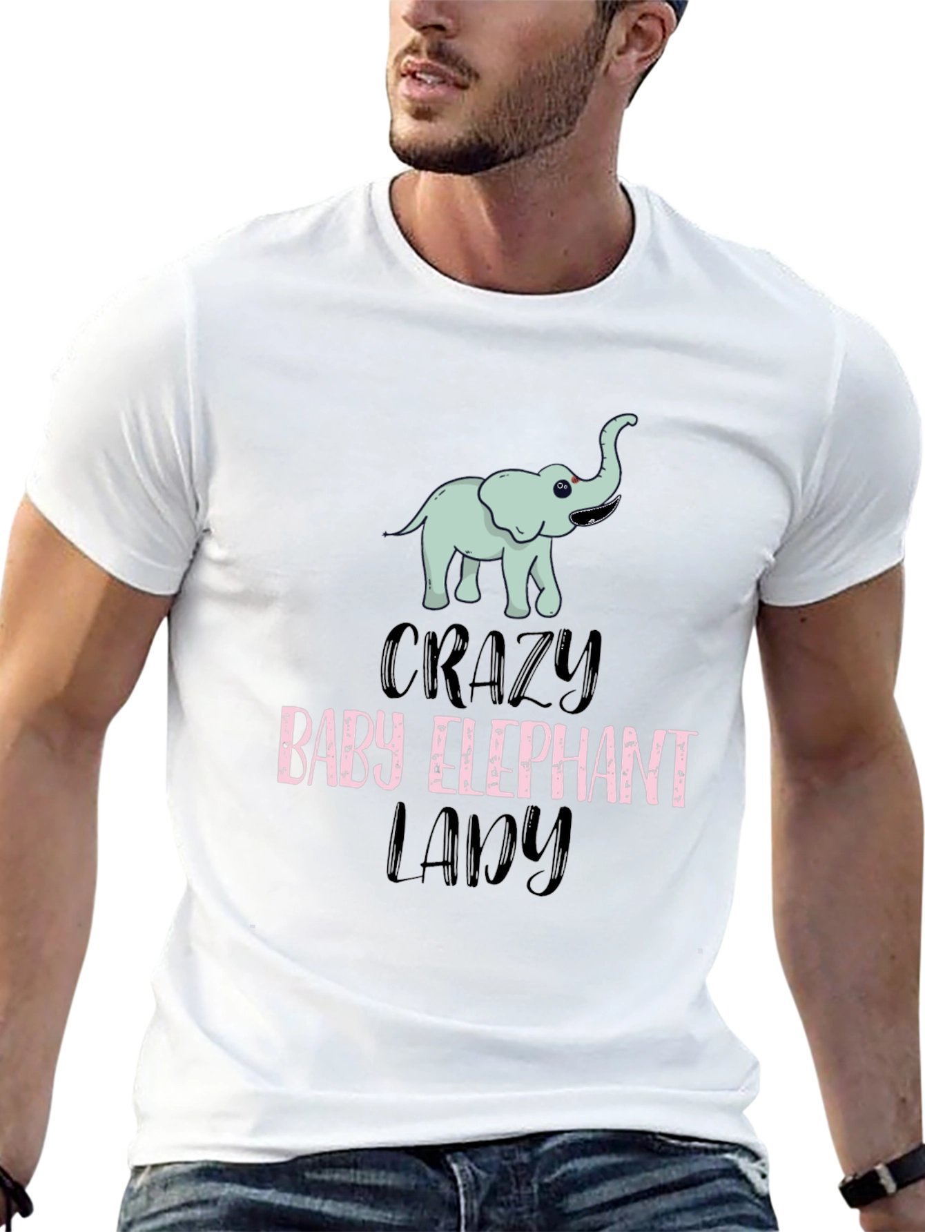 Crazy Baby Elephant Lady T-Shirt Cute Animal Tee