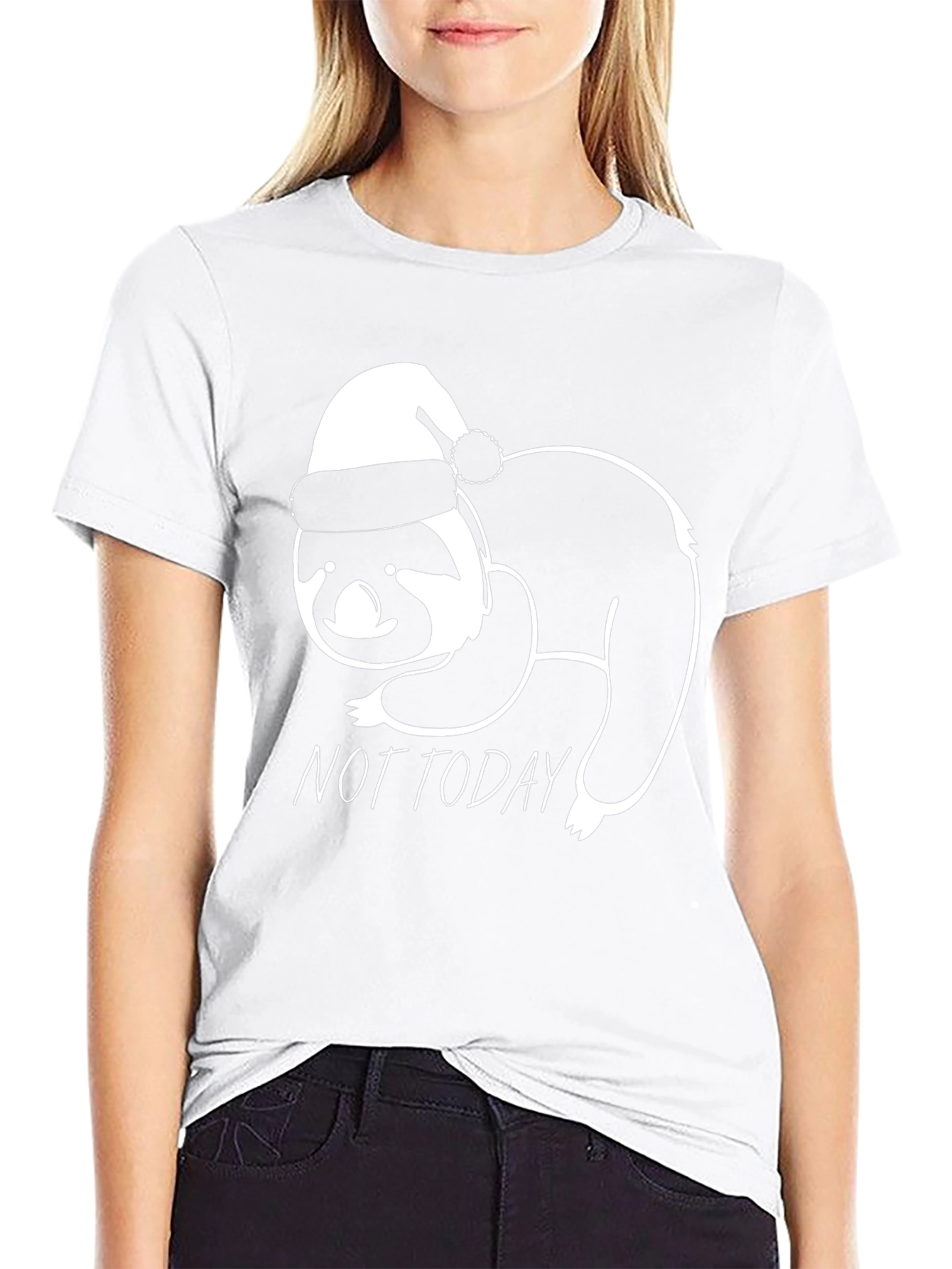 Not Today Sloth Santa Hat Graphic Tee