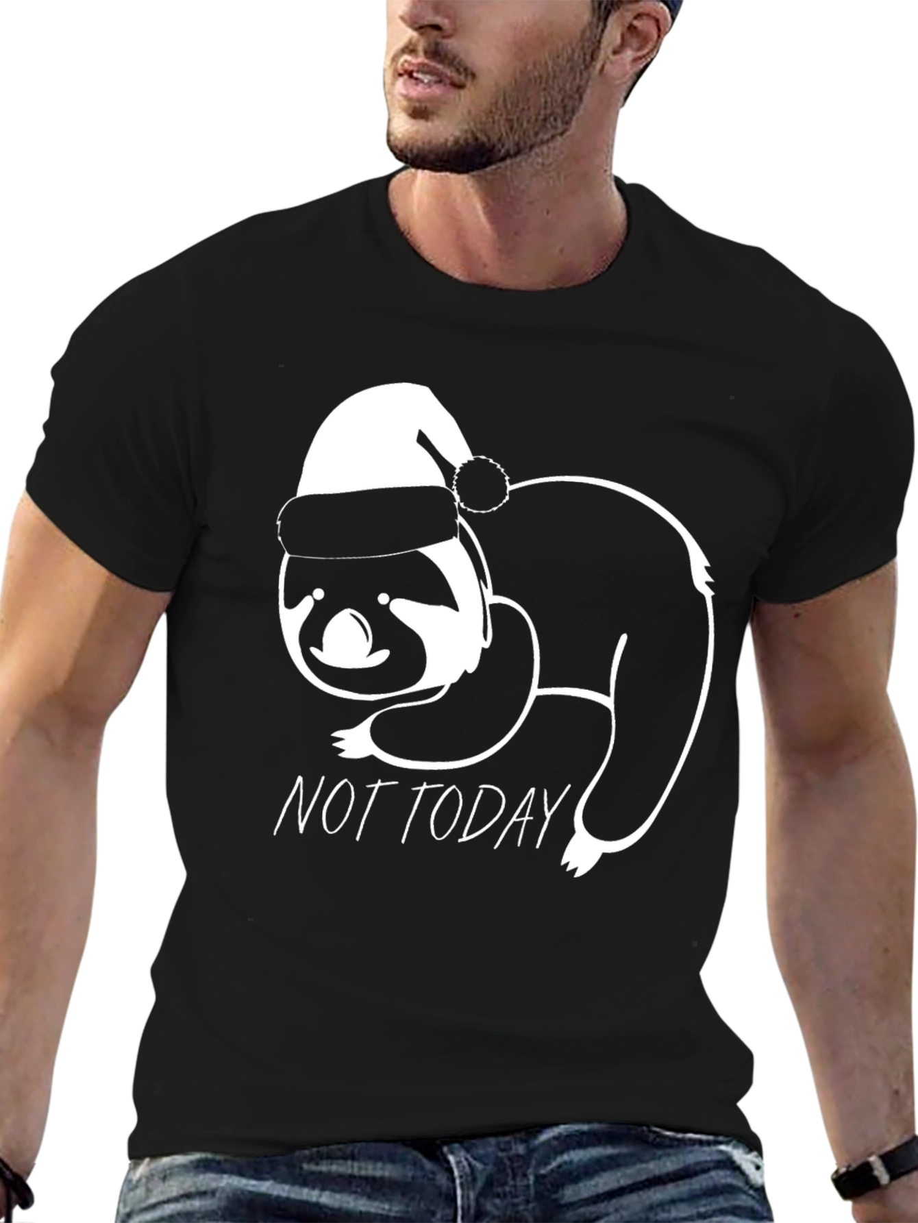 Not Today Sloth Santa Hat Graphic Tee
