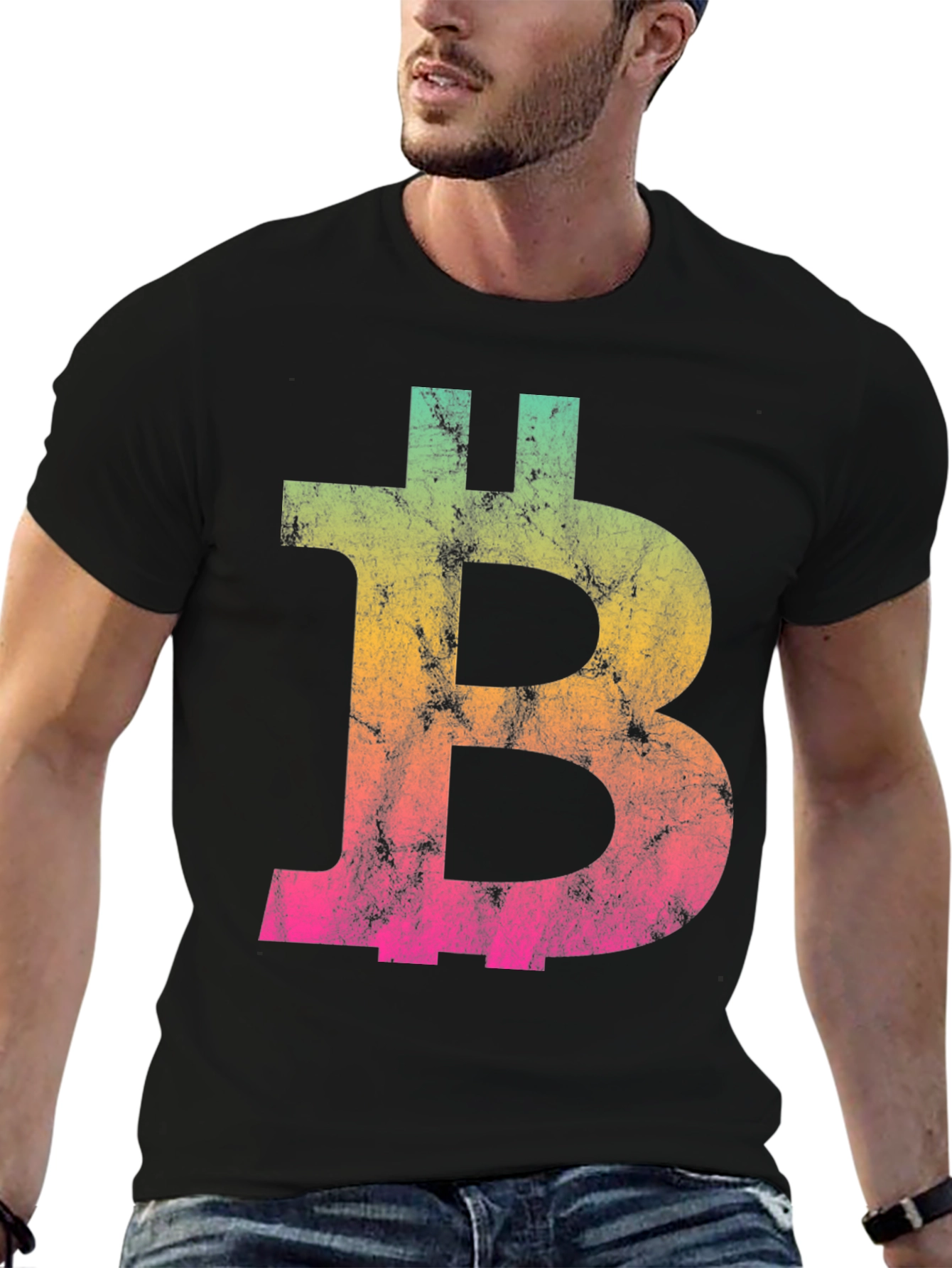 Bitcoin Gradient Graphic Tee - Black Crypto Shirt