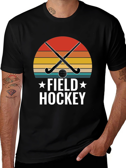 Field Hockey Graphic T-Shirt - Retro Sunset Design