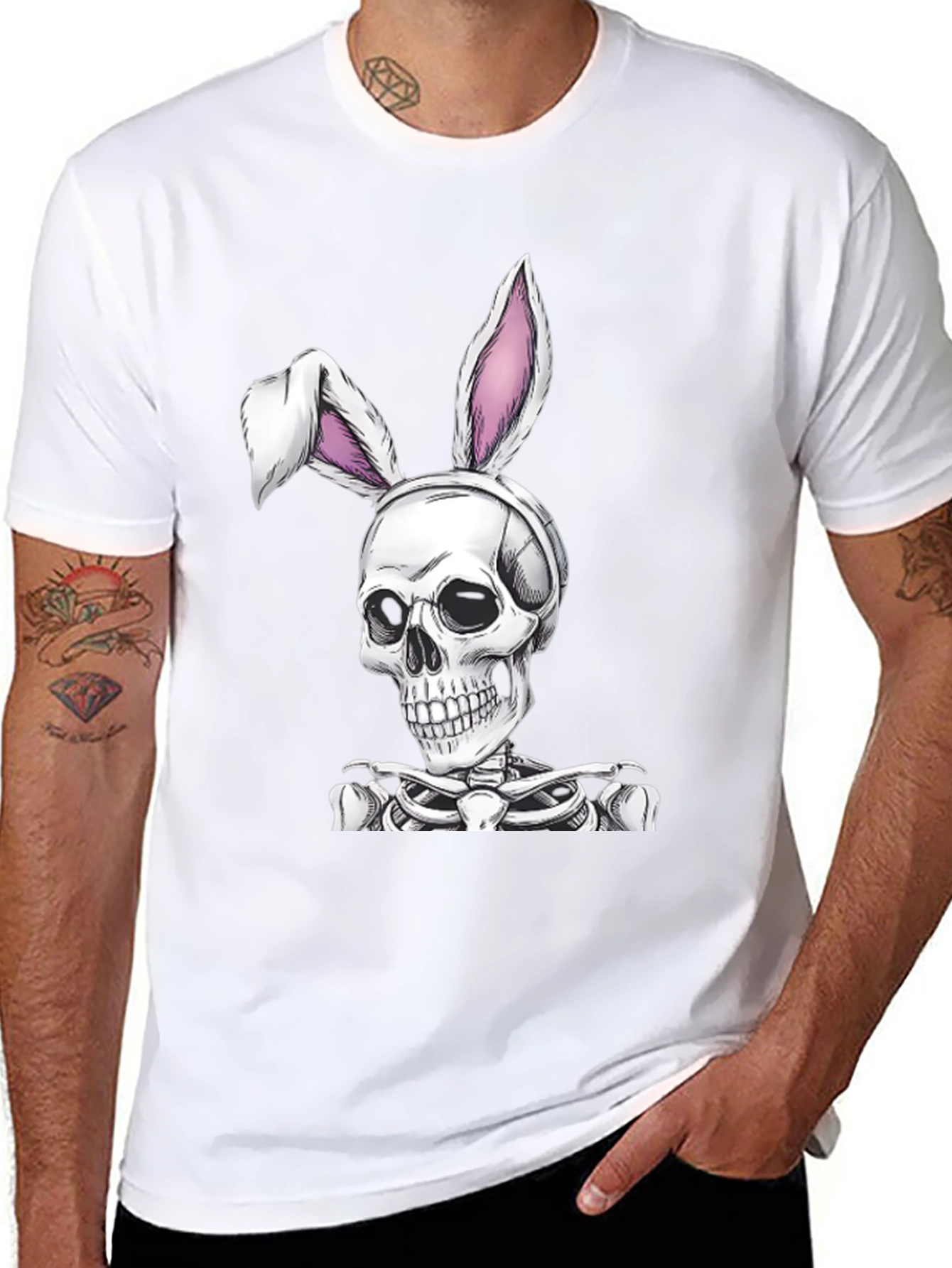 Skull Bunny Graphic Tee - Spooky Easter T-Shirt