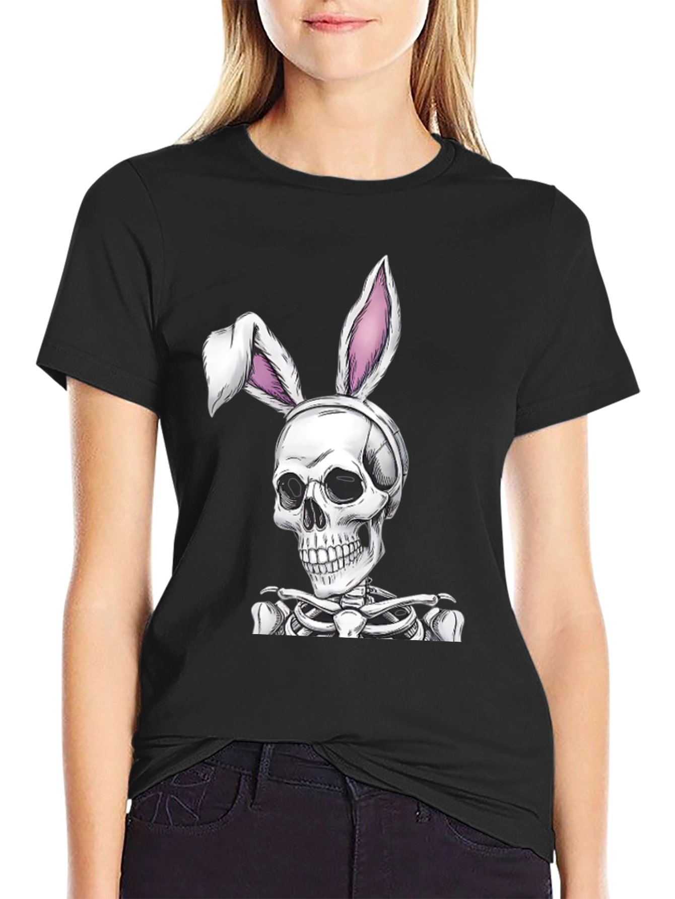 Skull Bunny Graphic Tee - Spooky Easter T-Shirt