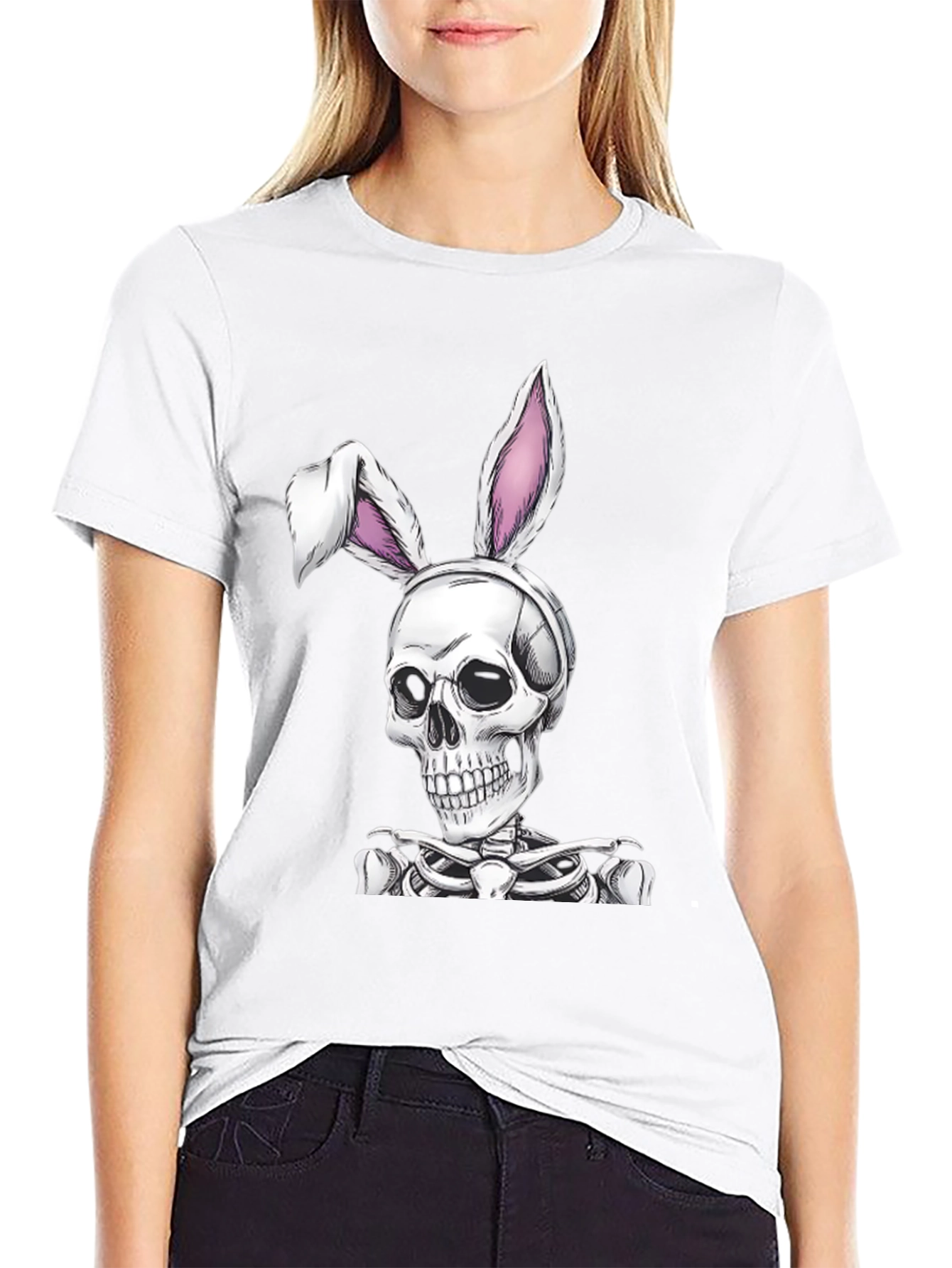 Skull Bunny Graphic Tee - Spooky Easter T-Shirt