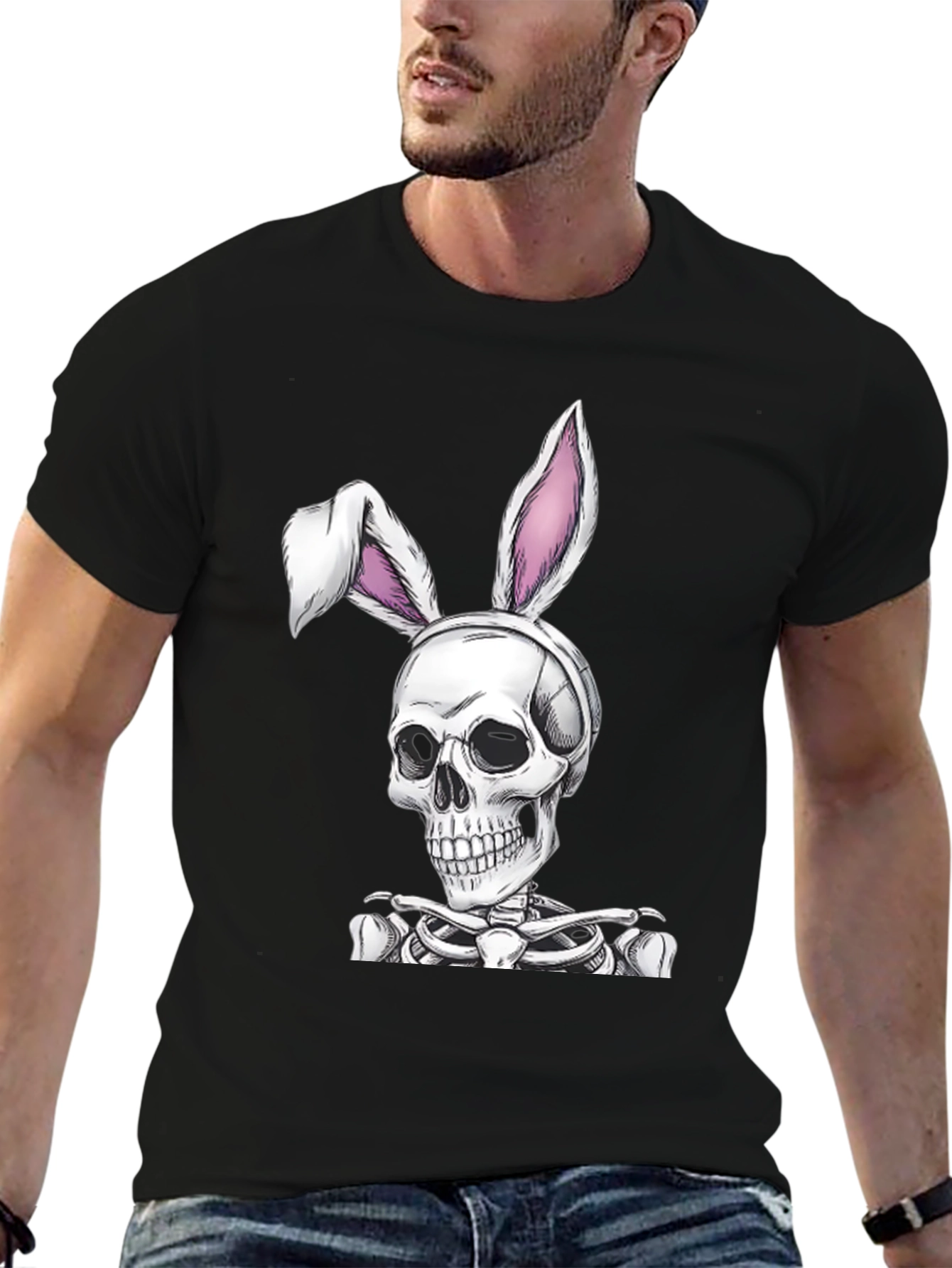 Skull Bunny Graphic Tee - Spooky Easter T-Shirt
