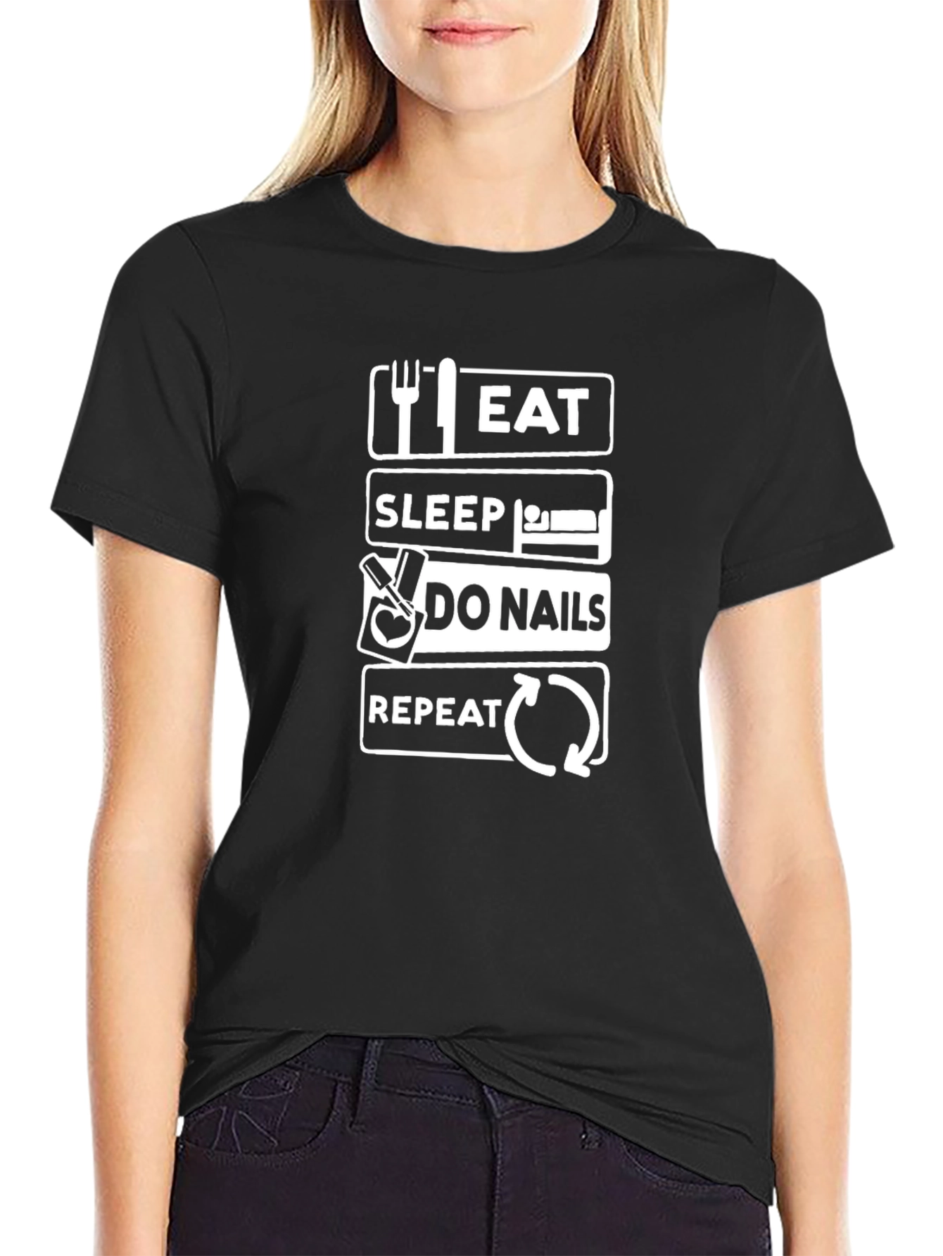 Eat Sleep Do Nails Repeat Graphic T-Shirt