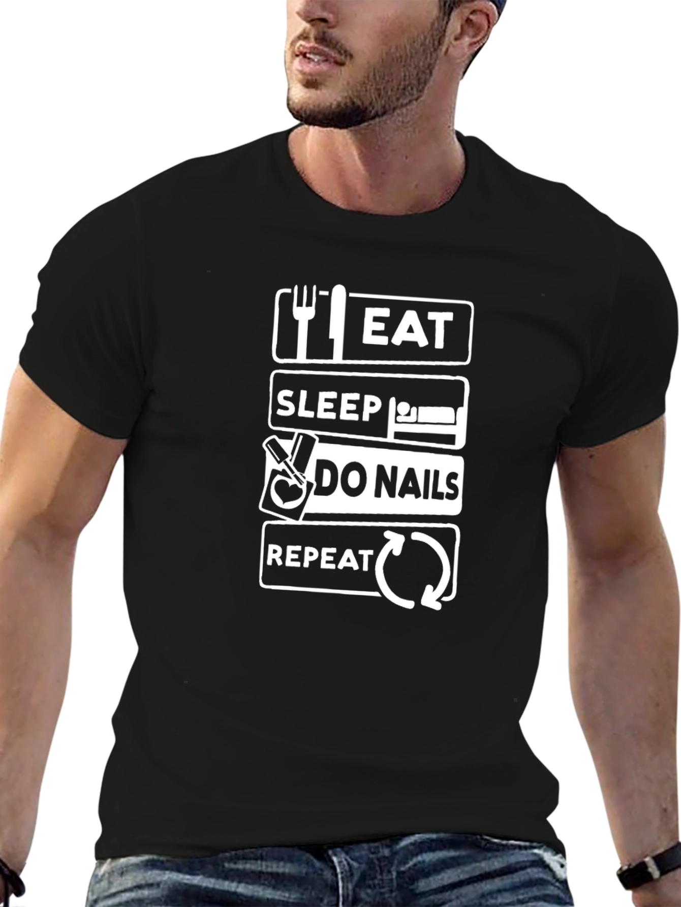 Eat Sleep Do Nails Repeat Graphic T-Shirt