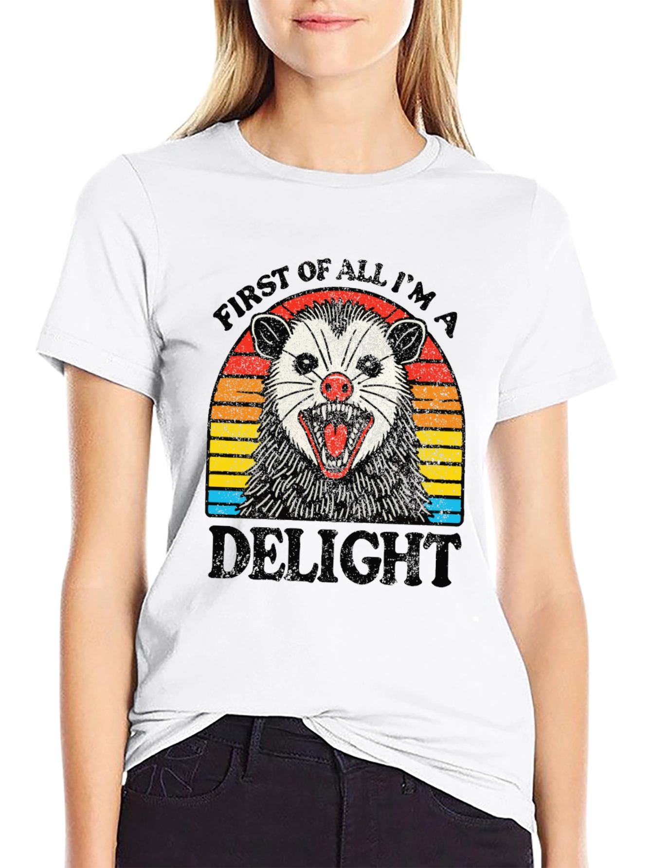 First of All Im A Delight Opossum Black T-Shirt