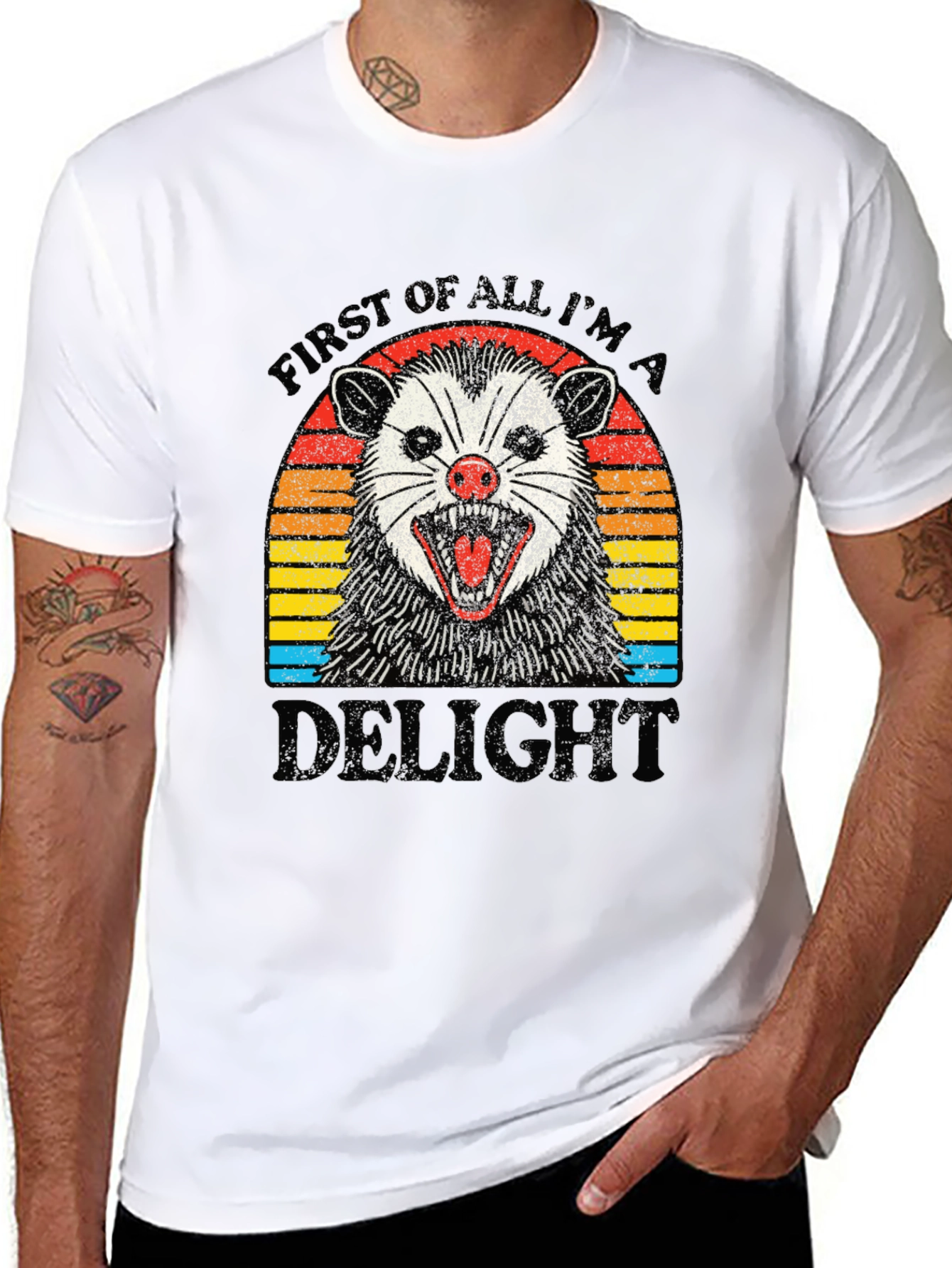 First of All Im A Delight Opossum Black T-Shirt