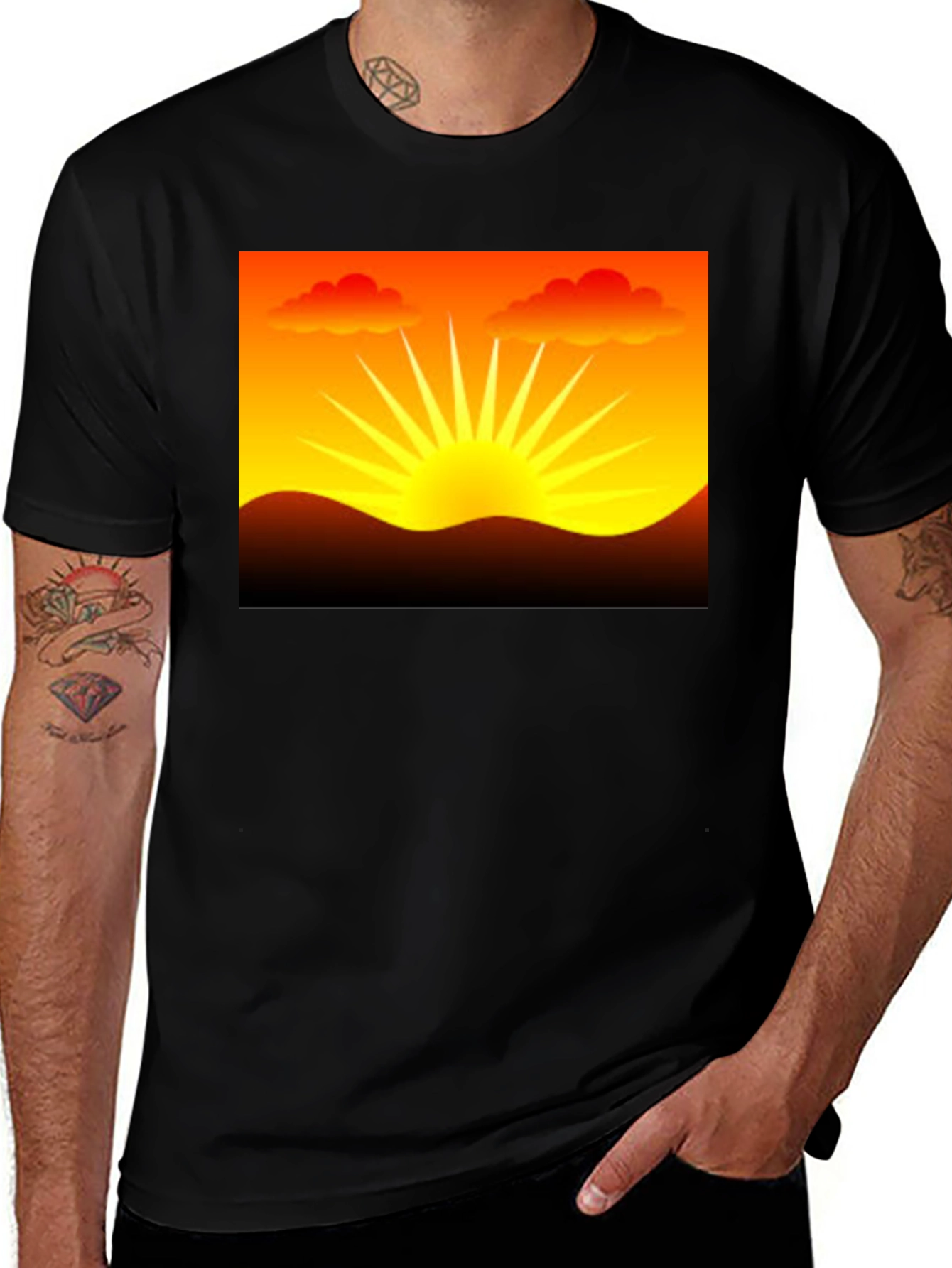 Sunset Graphic Black T-Shirt