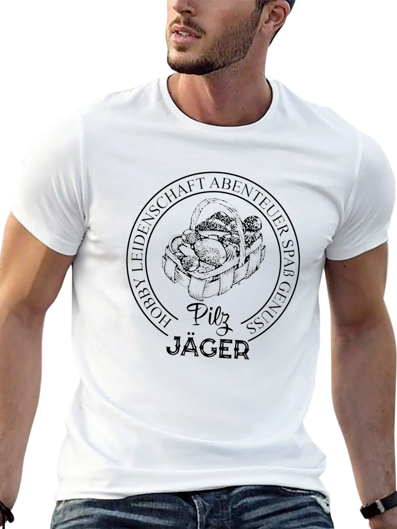 Pilz Jäger Mushroom Hunter Black T-Shirt