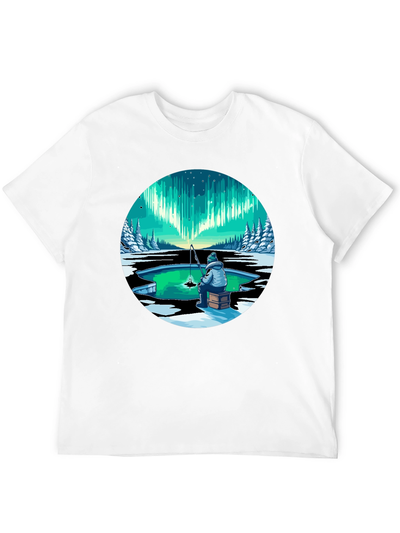 Aurora Ice Fishing Graphic Tee - Black
