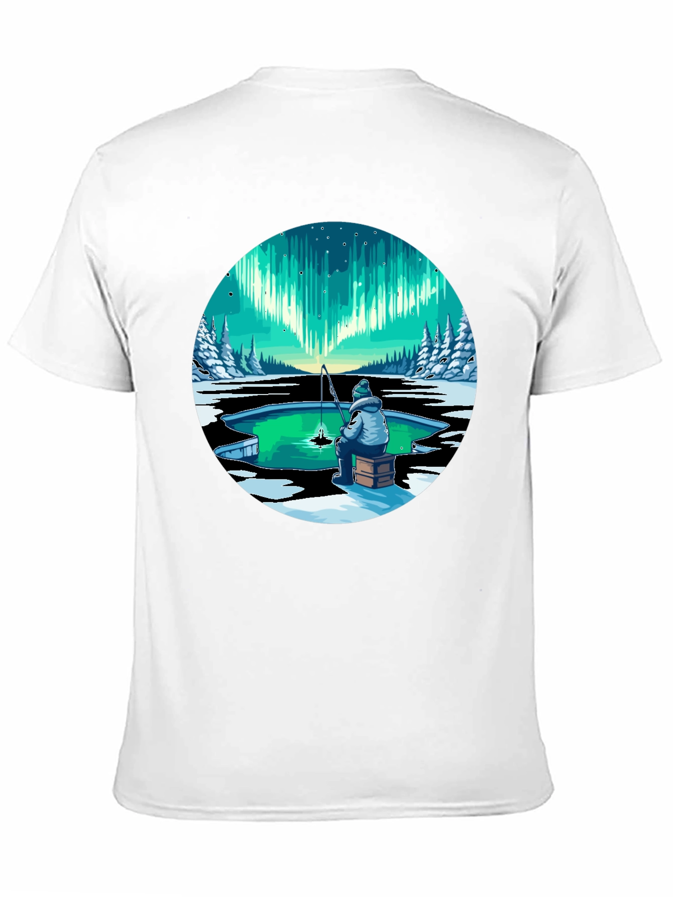Aurora Ice Fishing Graphic Tee - Black