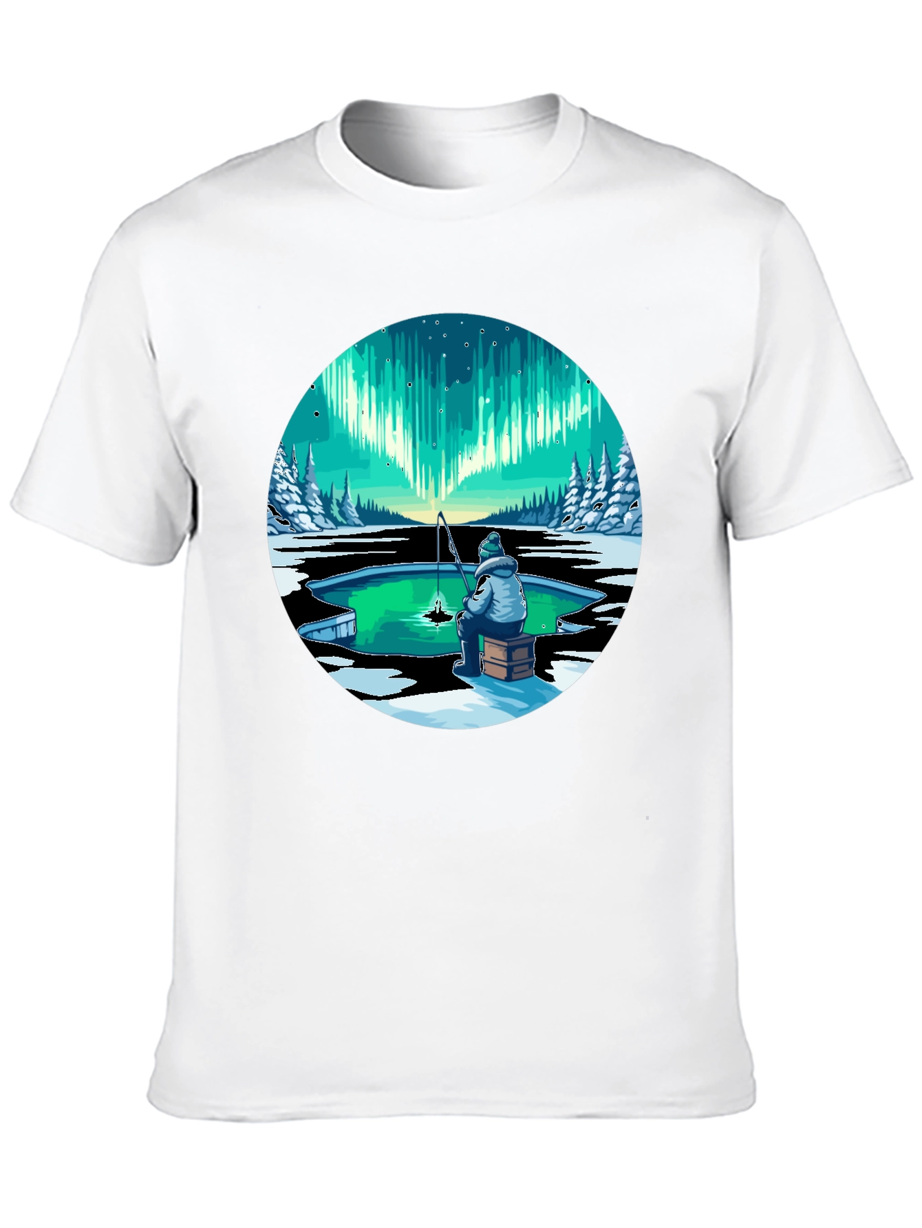 Aurora Ice Fishing Graphic Tee - Black