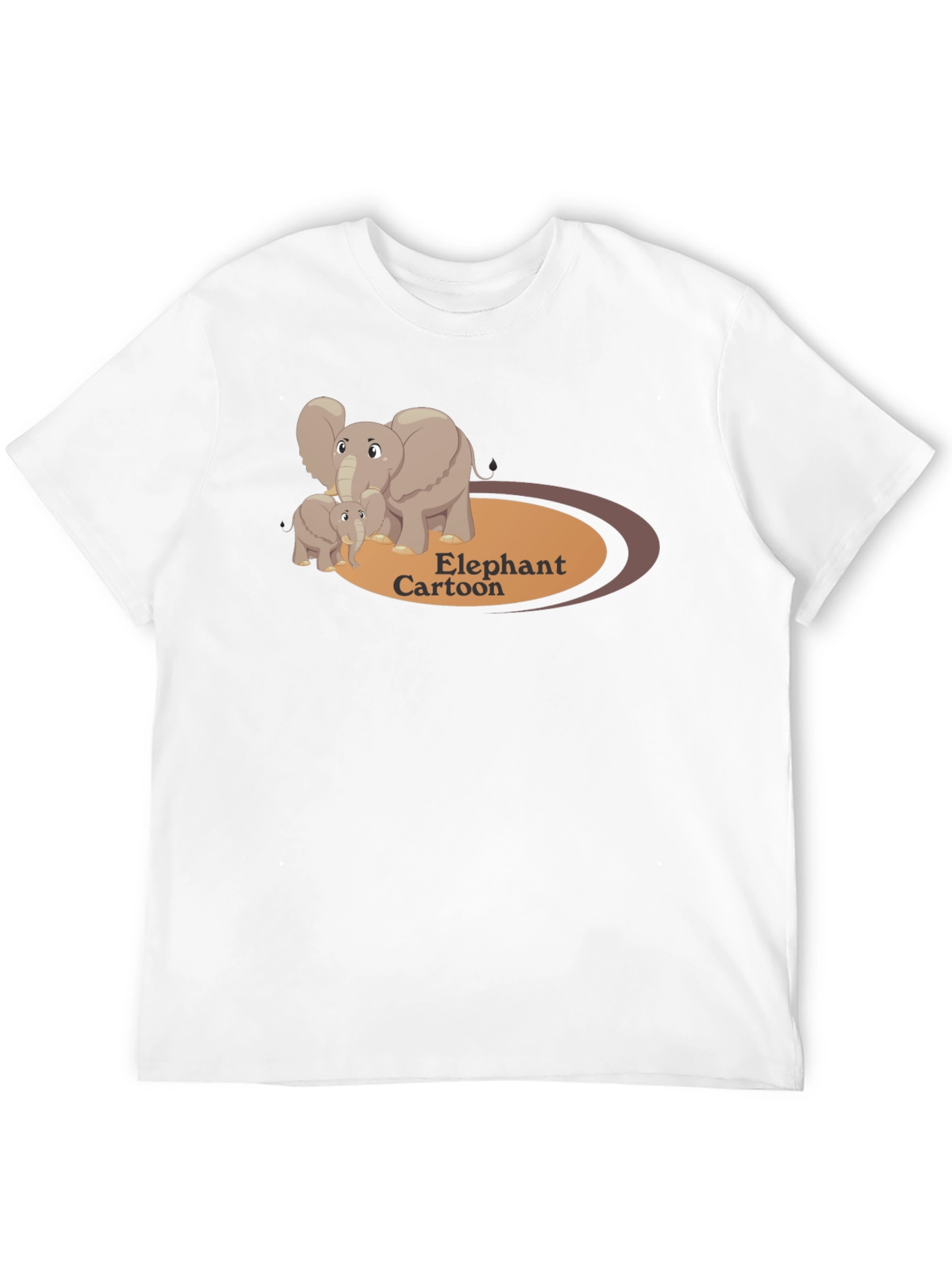 Elephant Cartoon Black T-Shirt