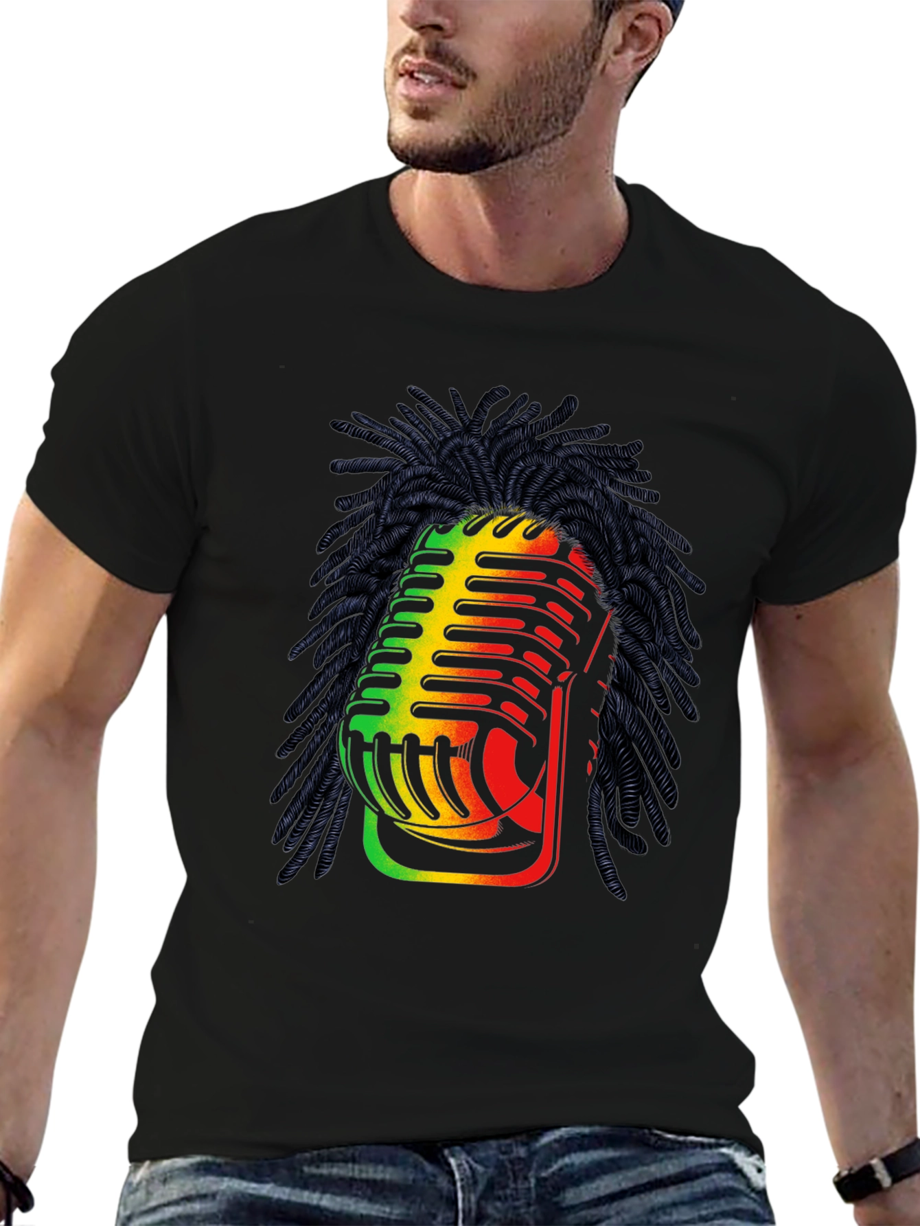 Rasta Microphone Graphic T-Shirt