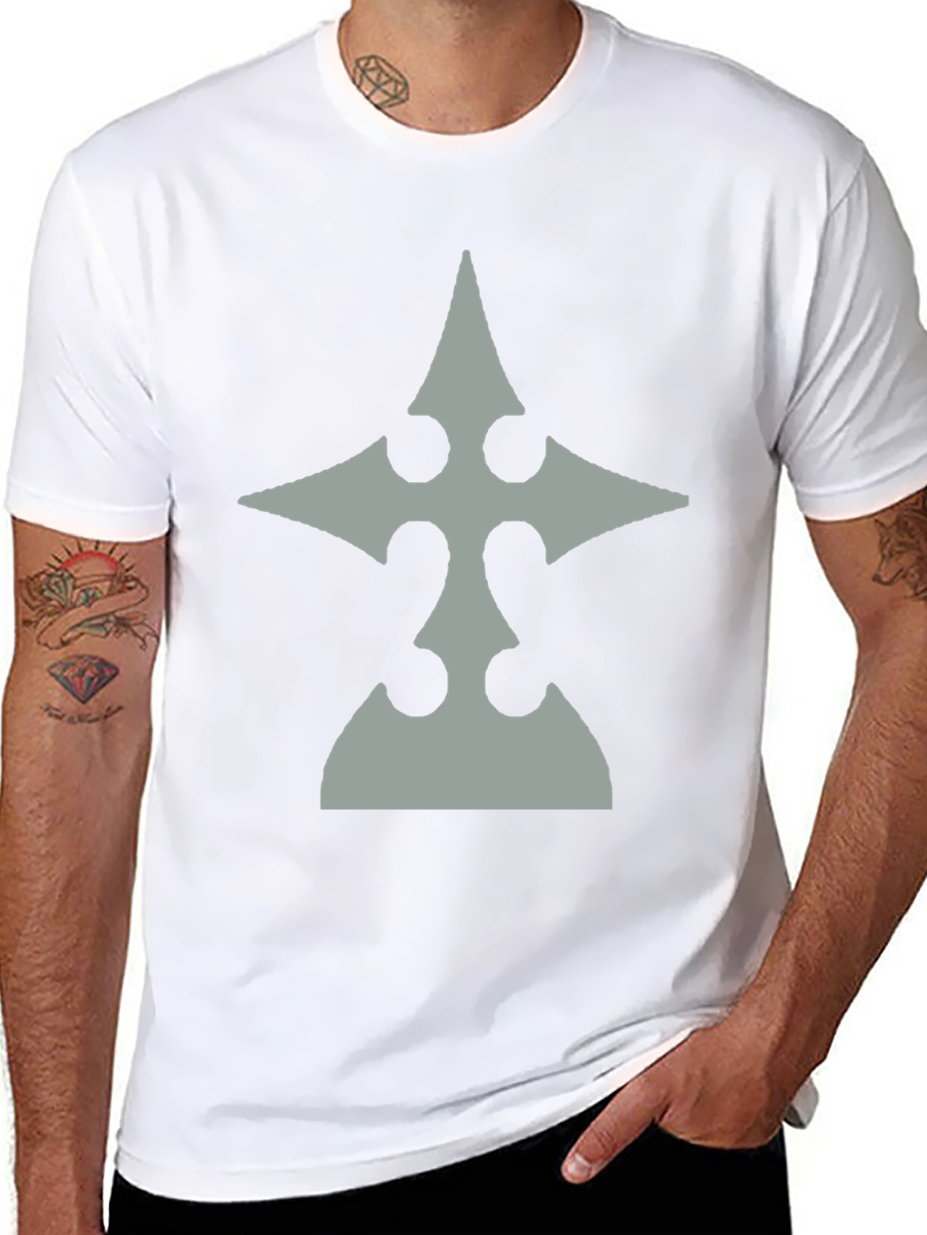 Mens Black T-Shirt with Gray Emblem