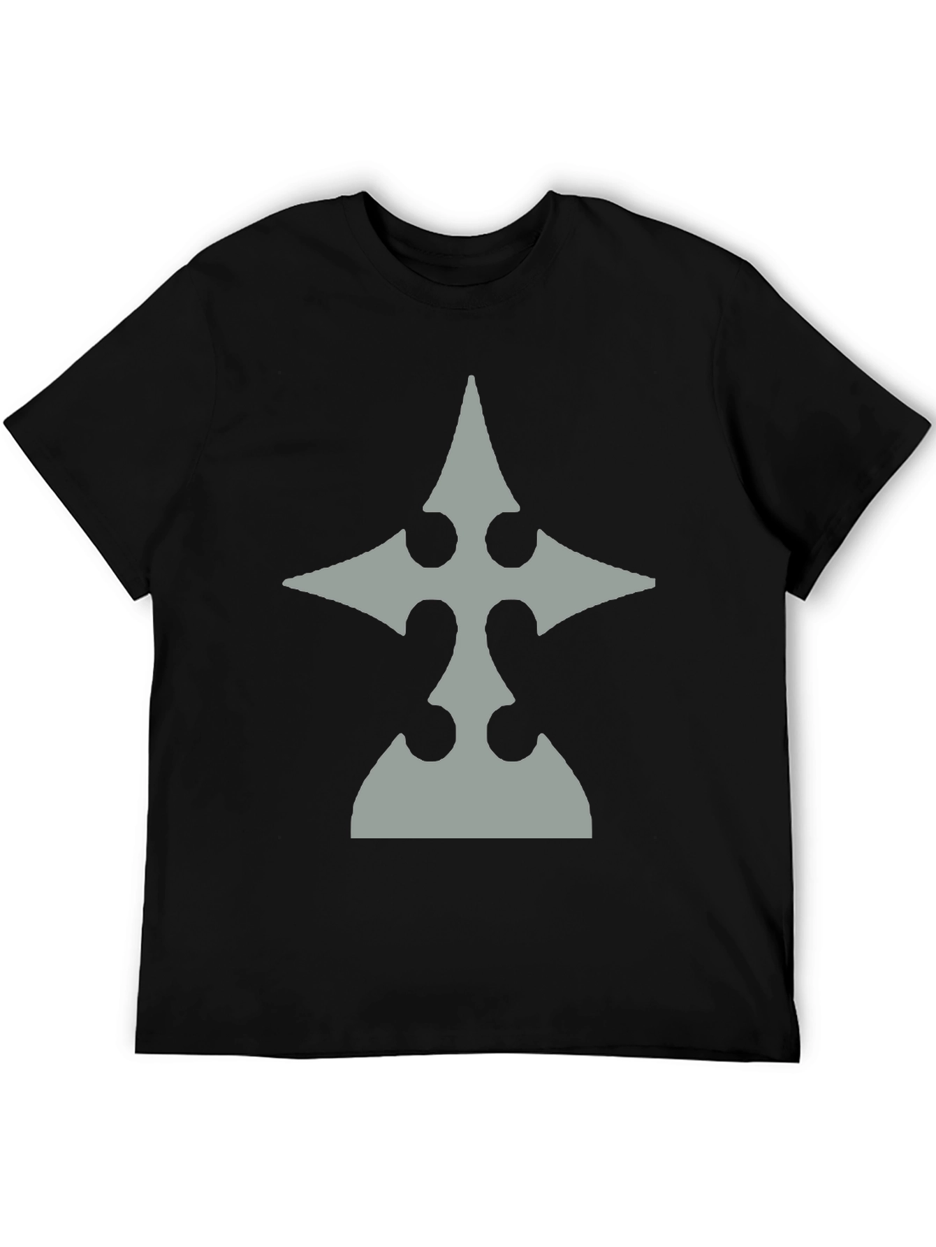 Mens Black T-Shirt with Gray Emblem