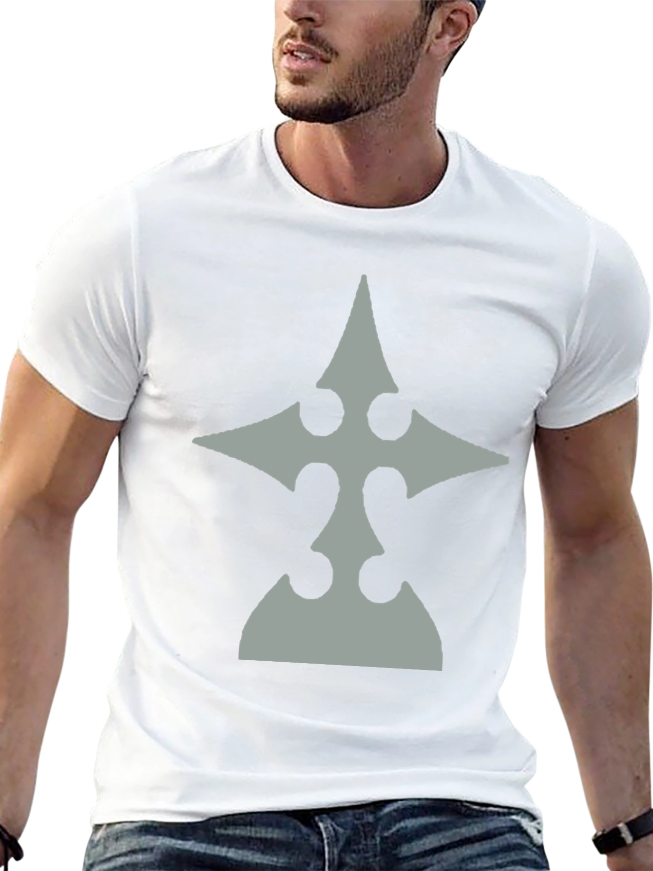 Mens Black T-Shirt with Gray Emblem