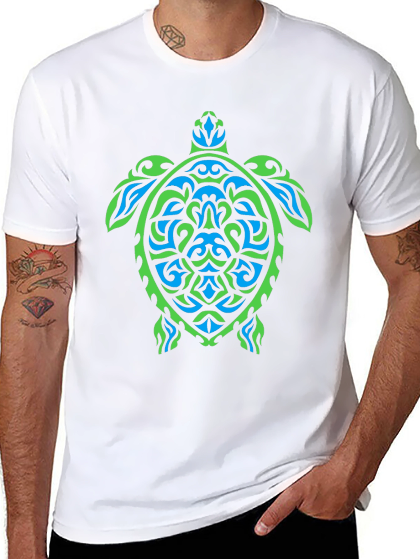 Tribal Turtle Graphic Tee - Black