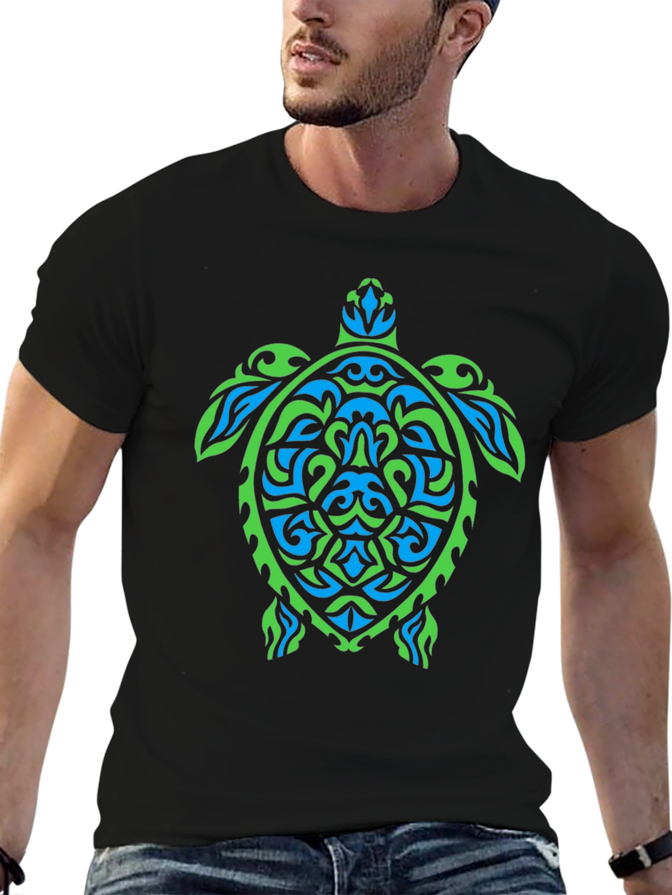 Tribal Turtle Graphic Tee - Black