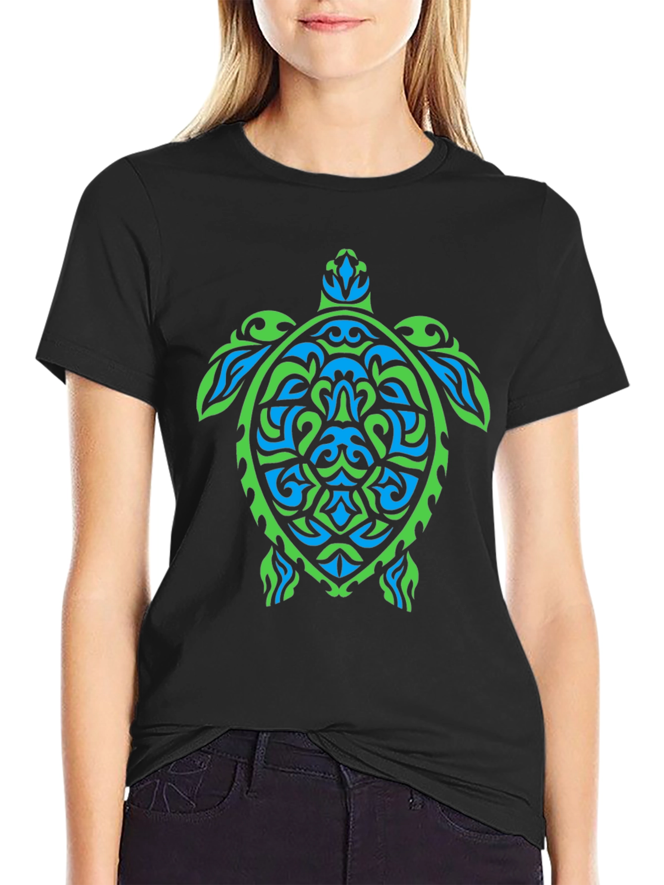 Tribal Turtle Graphic Tee - Black