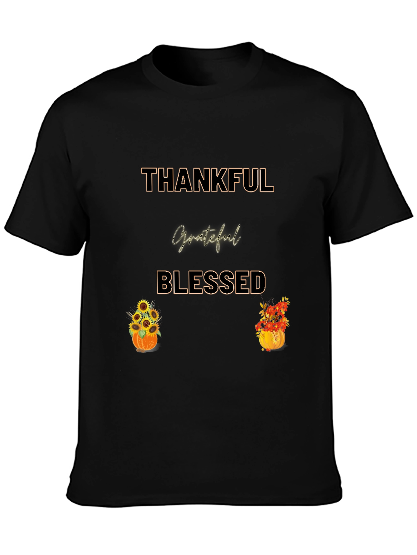 Thankful Grateful Blessed Thanksgiving Graphic Tee