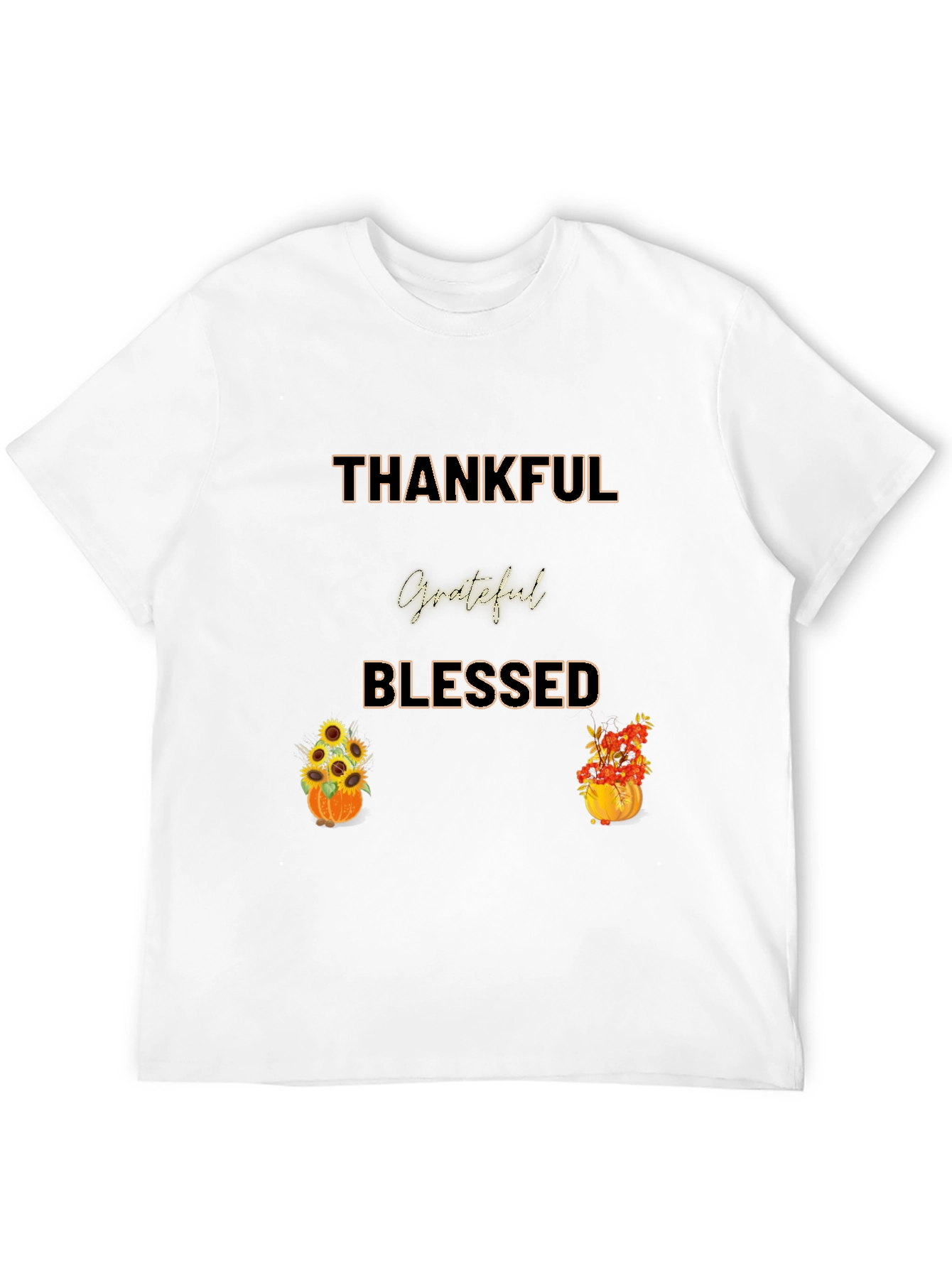 Thankful Grateful Blessed Thanksgiving Graphic Tee
