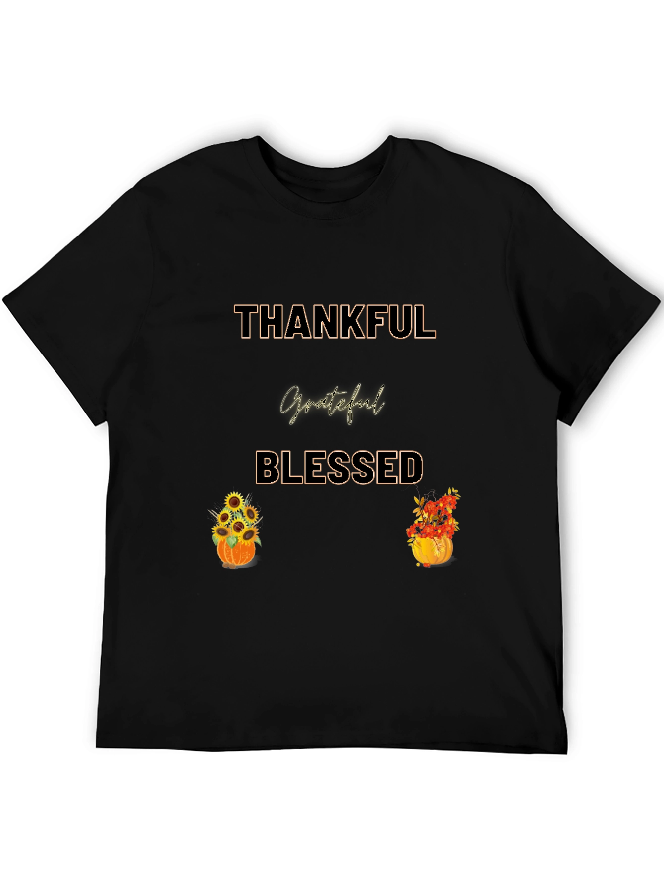 Thankful Grateful Blessed Thanksgiving Graphic Tee