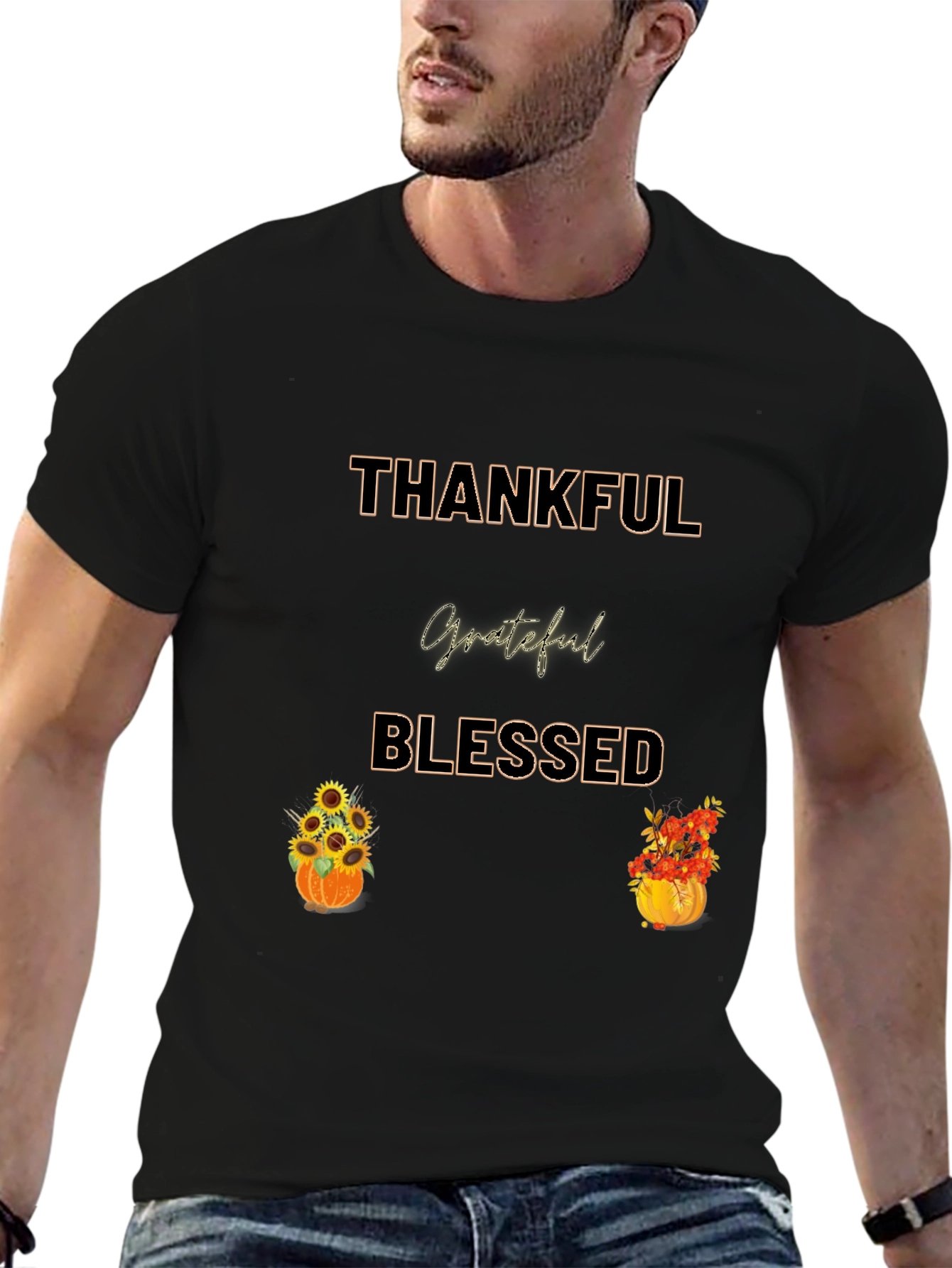 Thankful Grateful Blessed Thanksgiving Graphic Tee