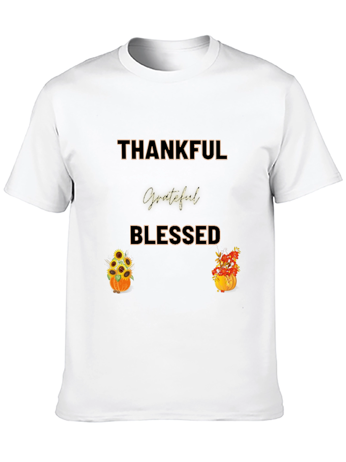 Thankful Grateful Blessed Thanksgiving Graphic Tee