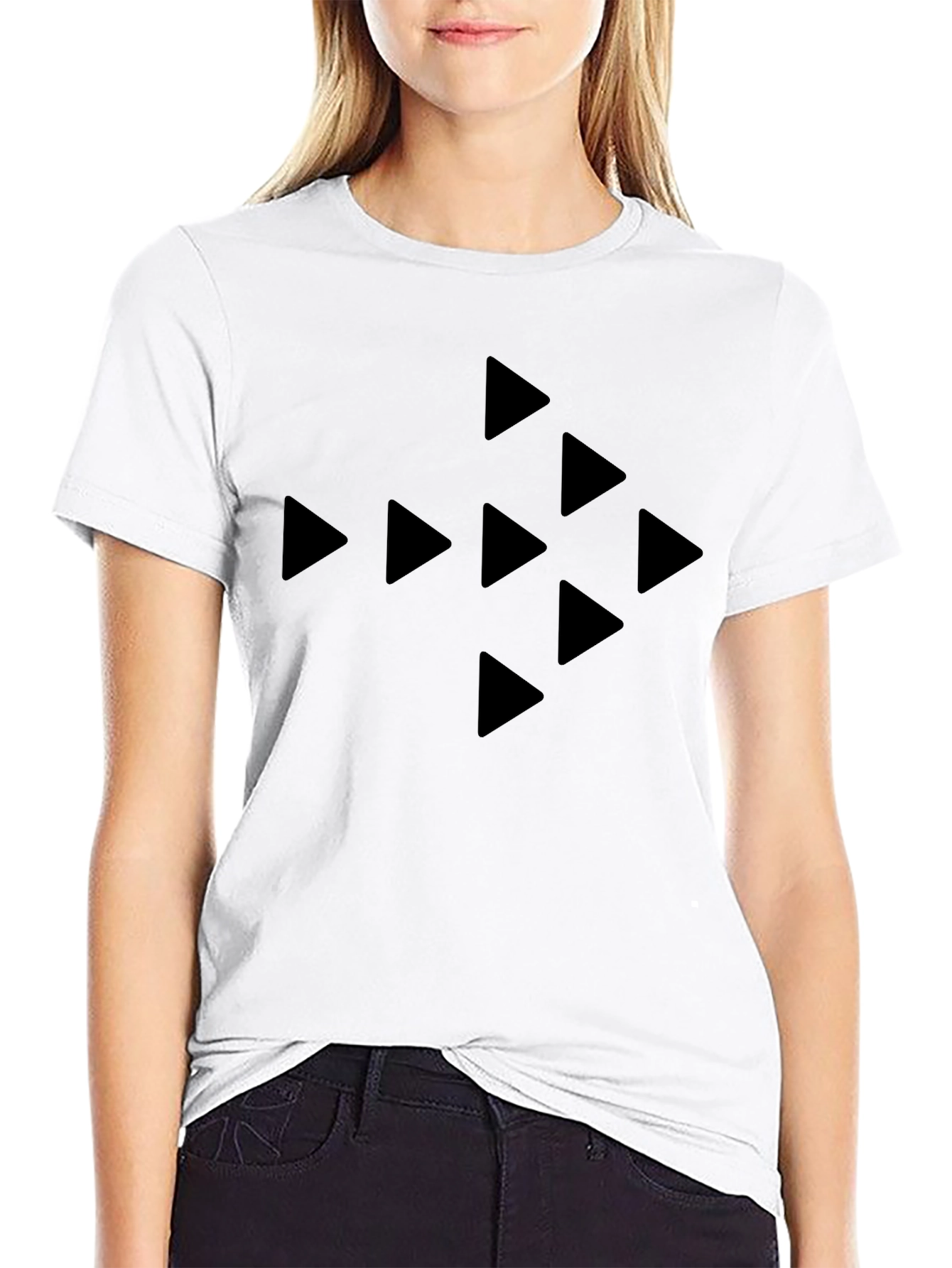 Black Triangle Pattern T-Shirt - Modern Style