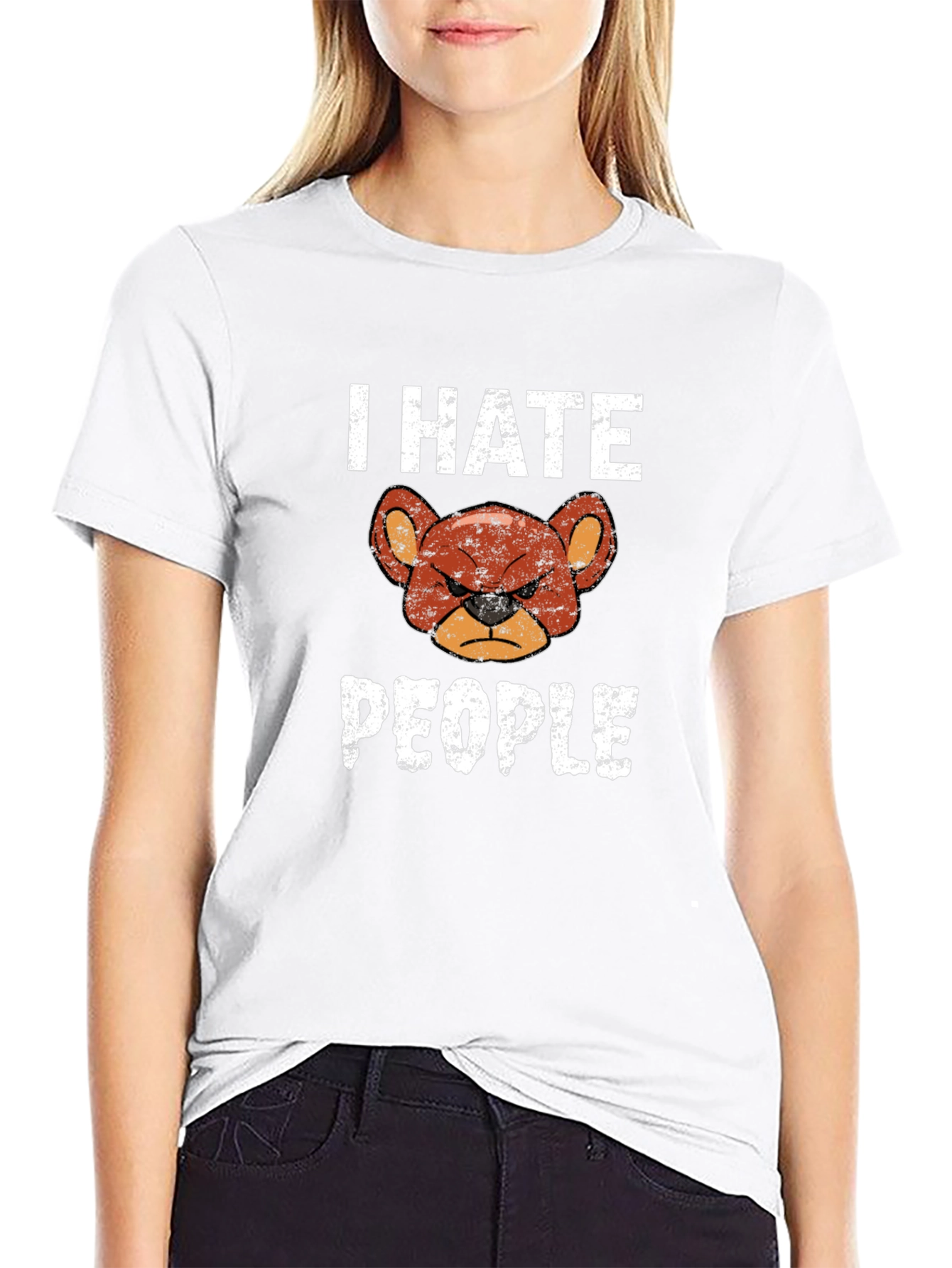 I Hate People Grumpy Bear Graphic T-Shirt