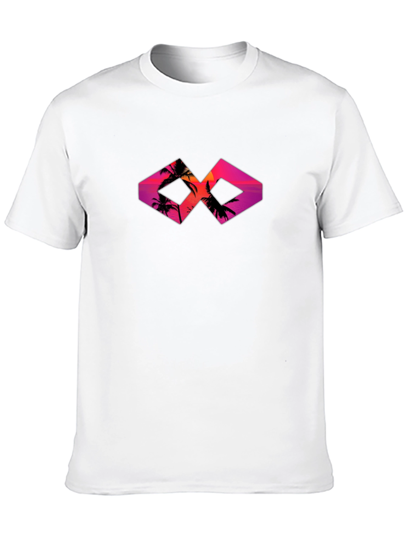 Sunset Palm Tree Graphic Tee - Black Cotton T-Shirt