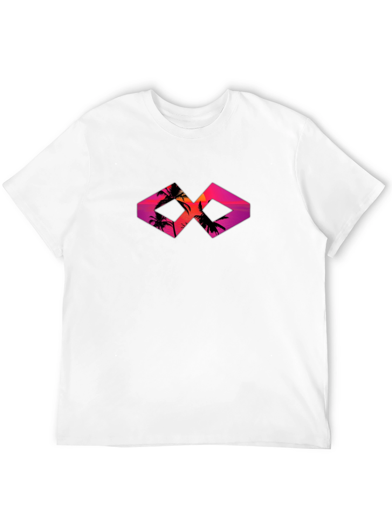 Sunset Palm Tree Graphic Tee - Black Cotton T-Shirt